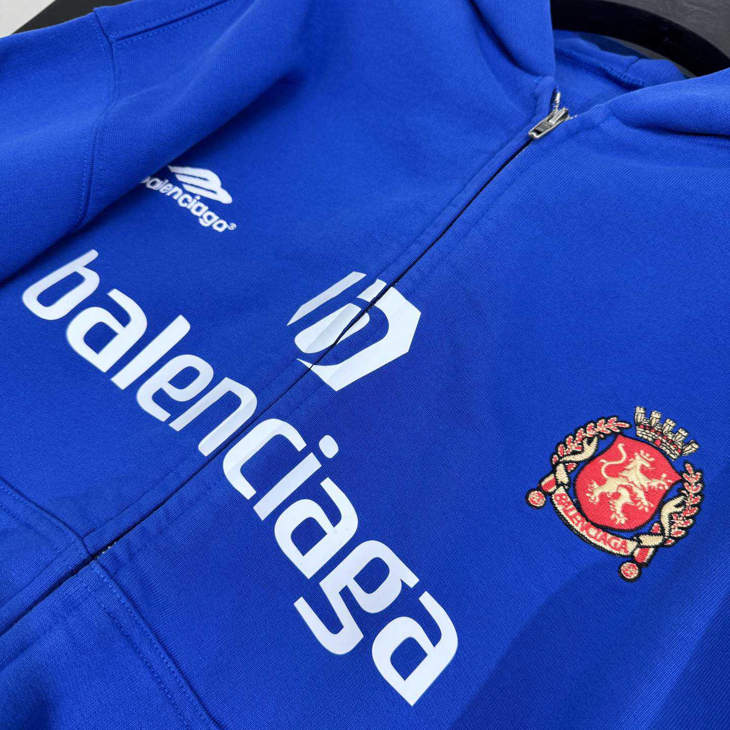 Balenciaga Paris Blue Soccer Zip-up Hoodie - EUR FASHION