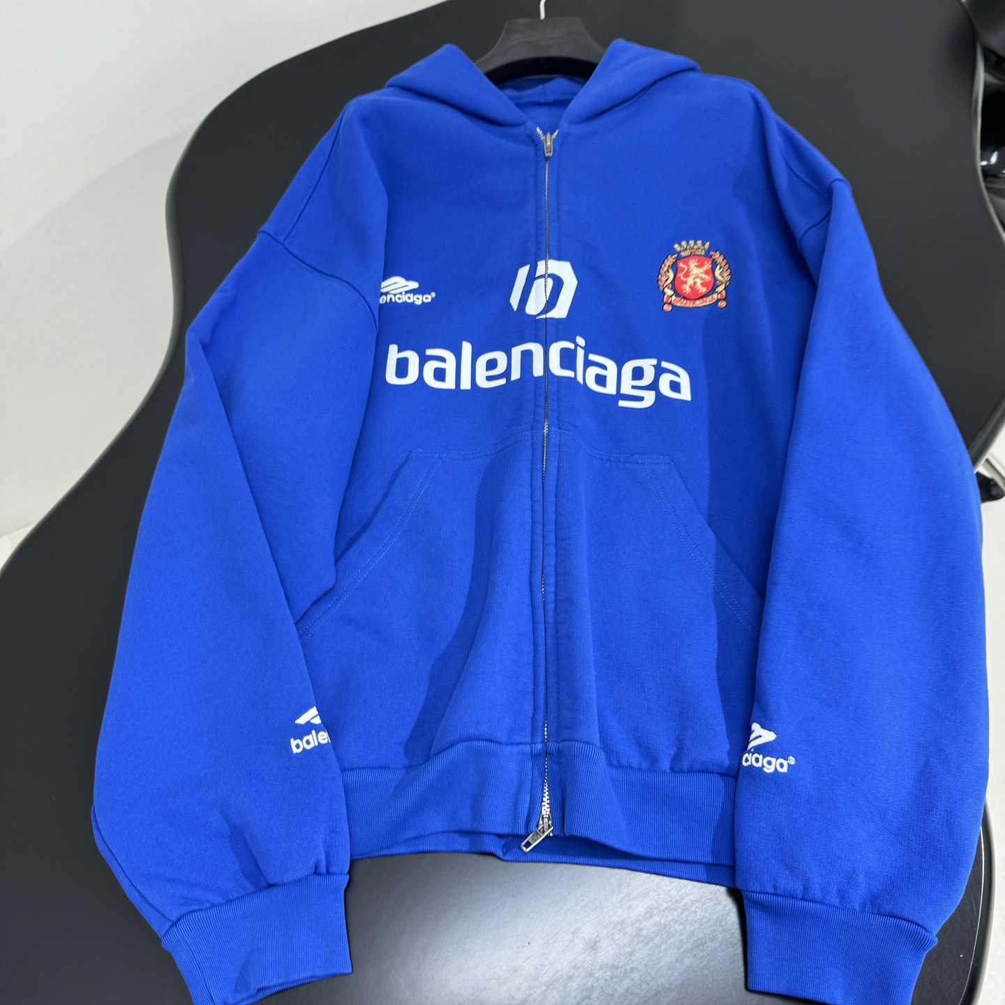 Balenciaga Paris Blue Soccer Zip-up Hoodie - EUR FASHION
