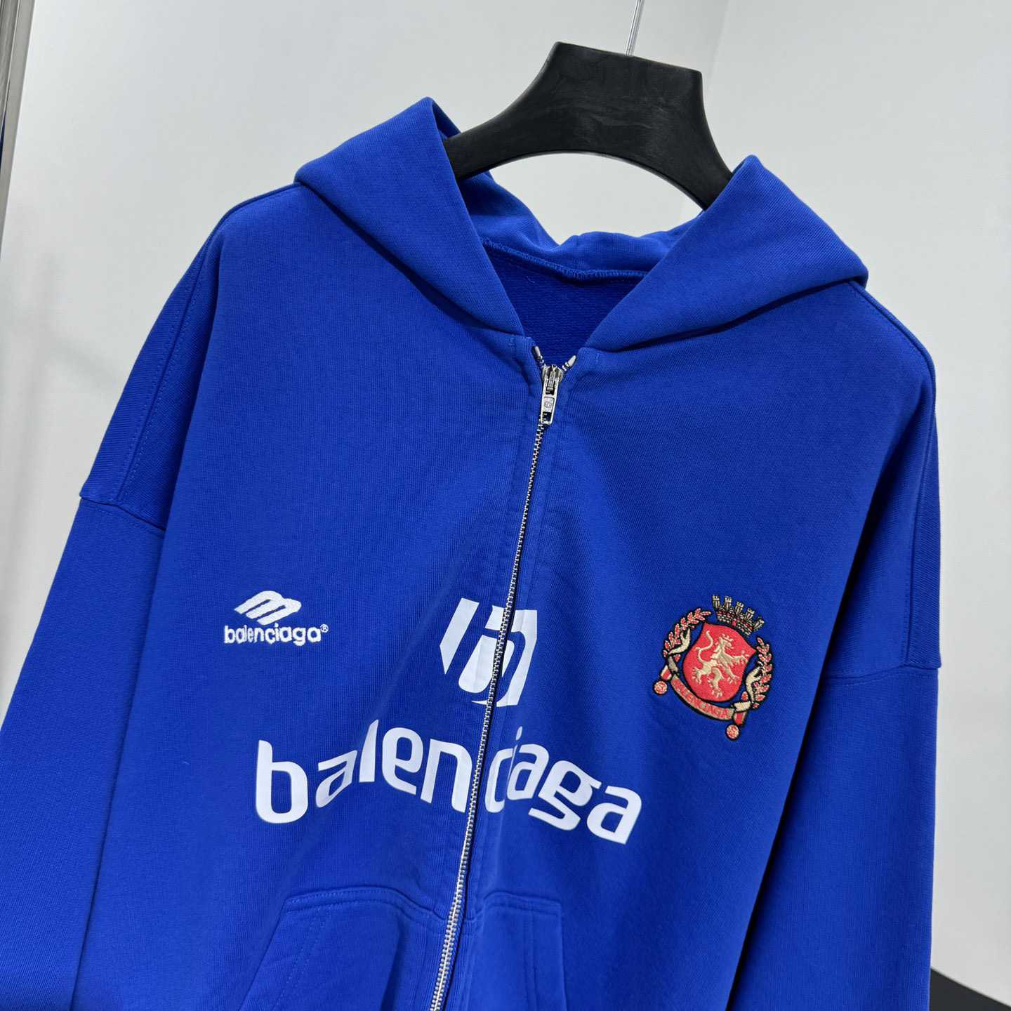 Balenciaga Paris Blue Soccer Zip-up Hoodie - EUR FASHION