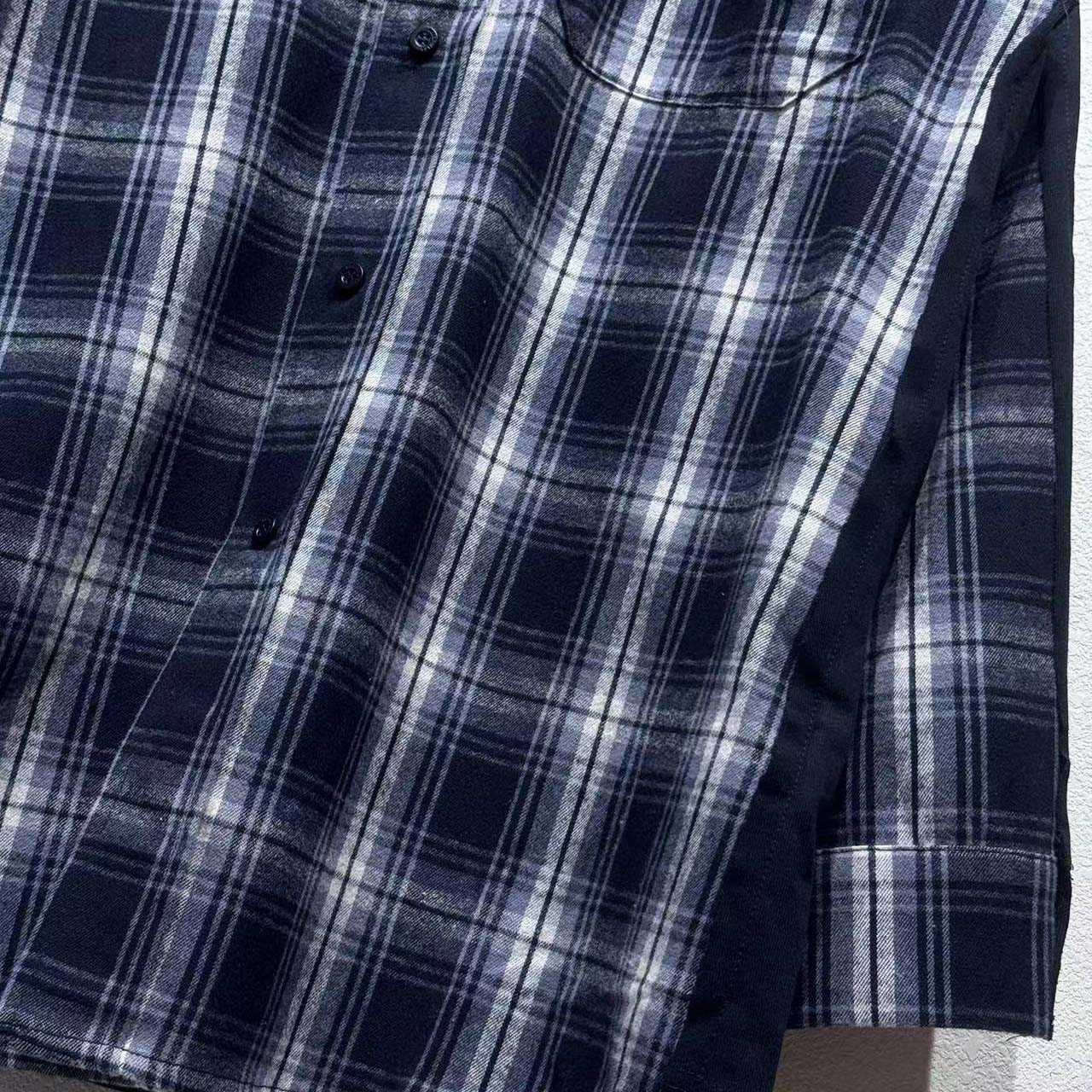 Balenciaga Hybrid Overshirt In Black And Grey Check Flannel - EUR FASHION