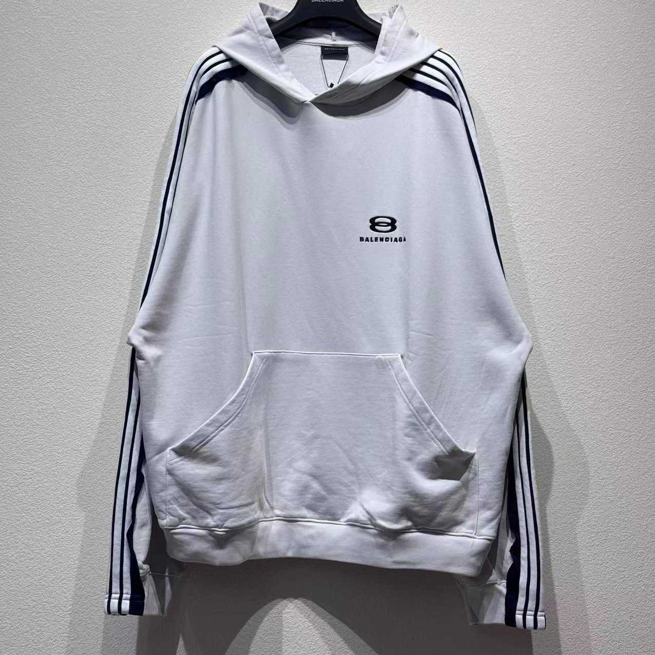 Balenciaga Unity Sports Bal Large Hoodie In Dirty White And Black Dry Fleece - EUR FASHION