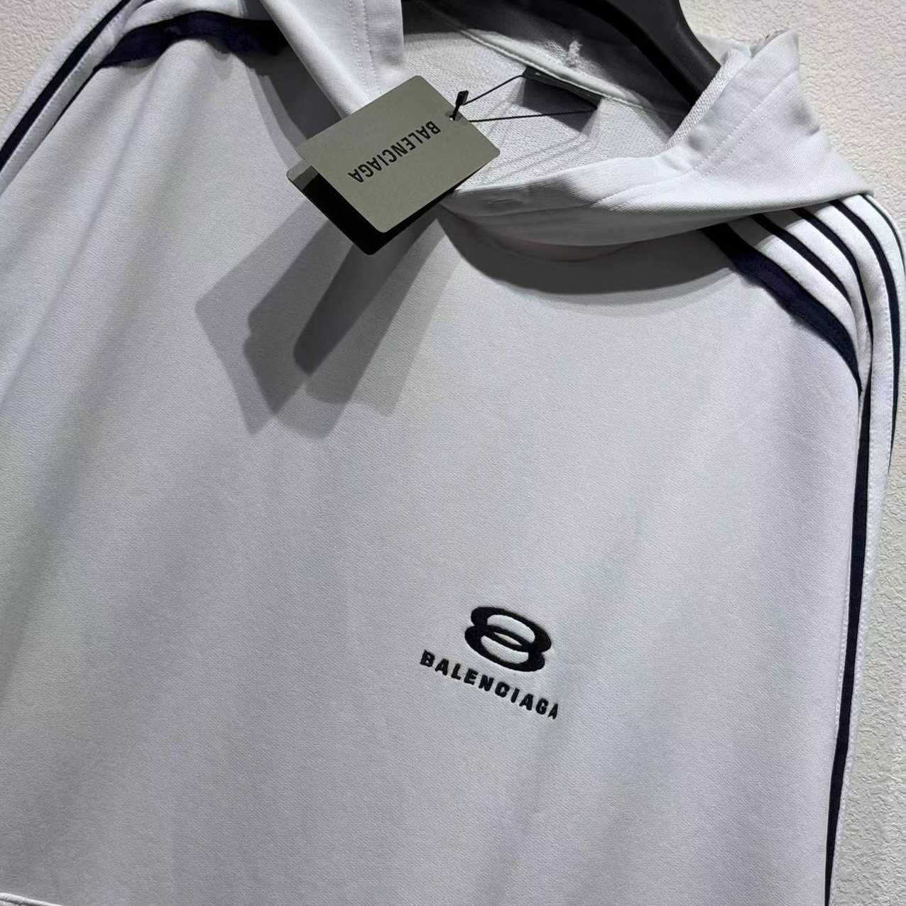 Balenciaga Unity Sports Bal Large Hoodie In Dirty White And Black Dry Fleece - EUR FASHION