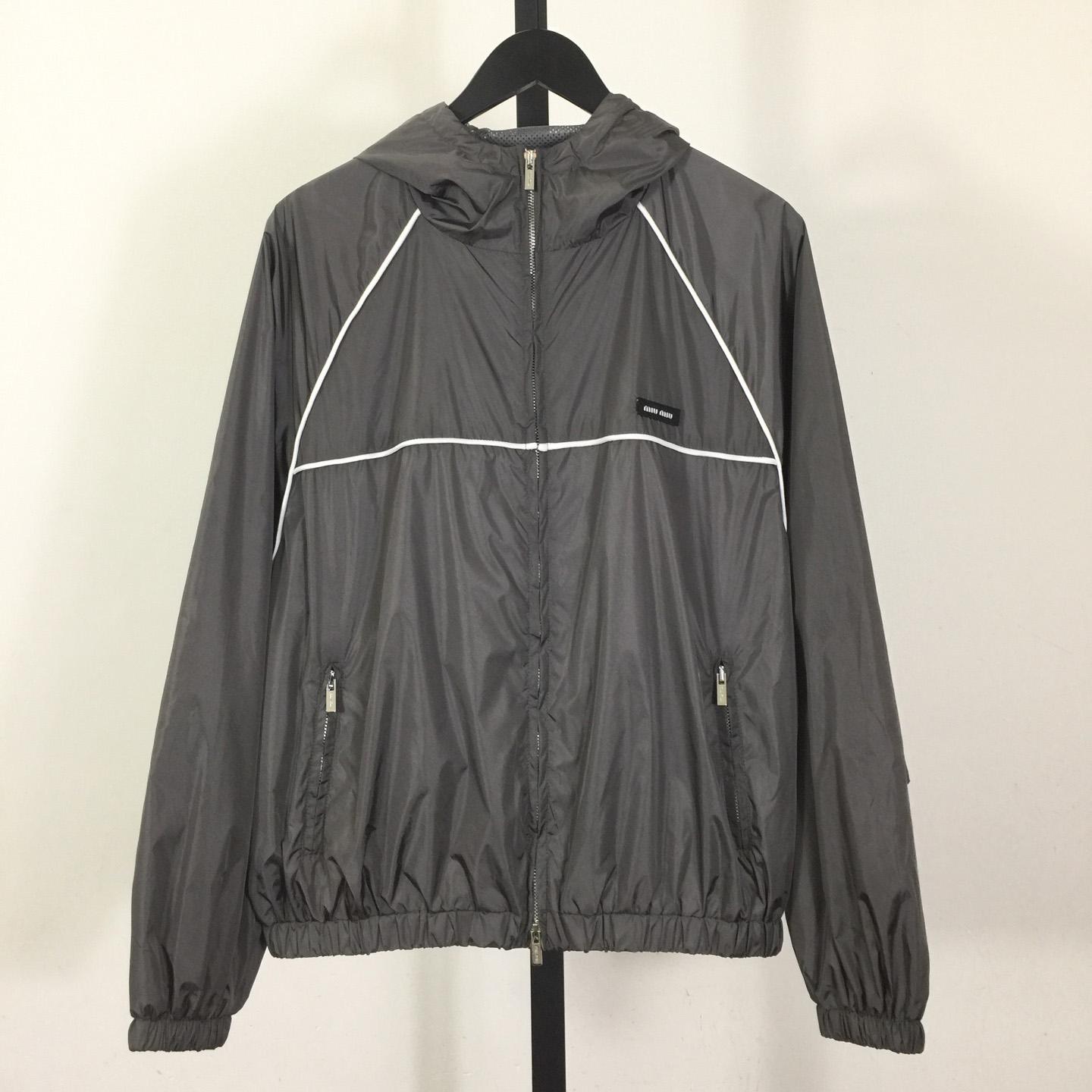 Miu Miu Aluminum Technical Silk Zipper Blouson Jacket - EUR FASHION