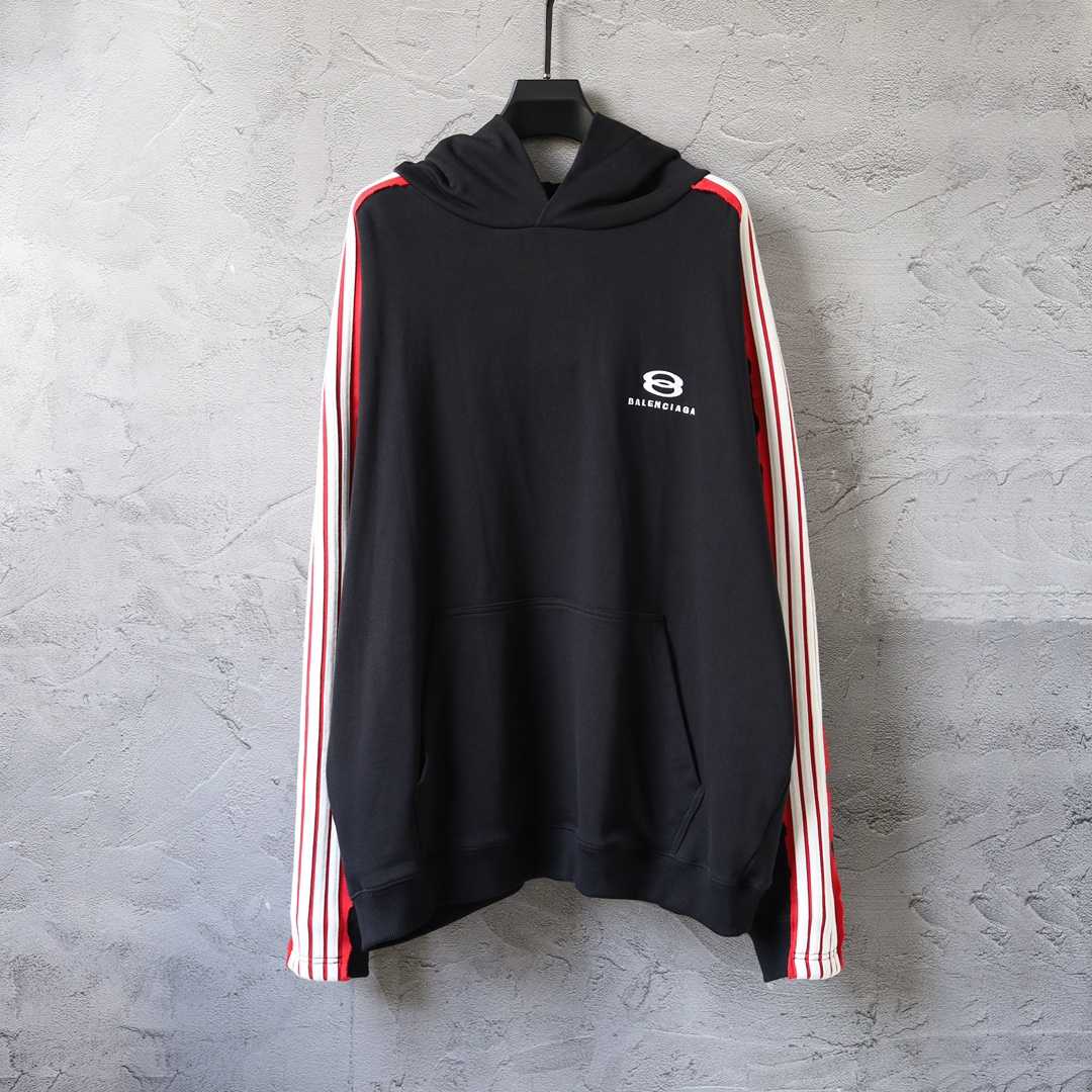 Balenciaga Unity Sports Icon Large Hoodie in faded black and white dry fleece - EUR FASHION