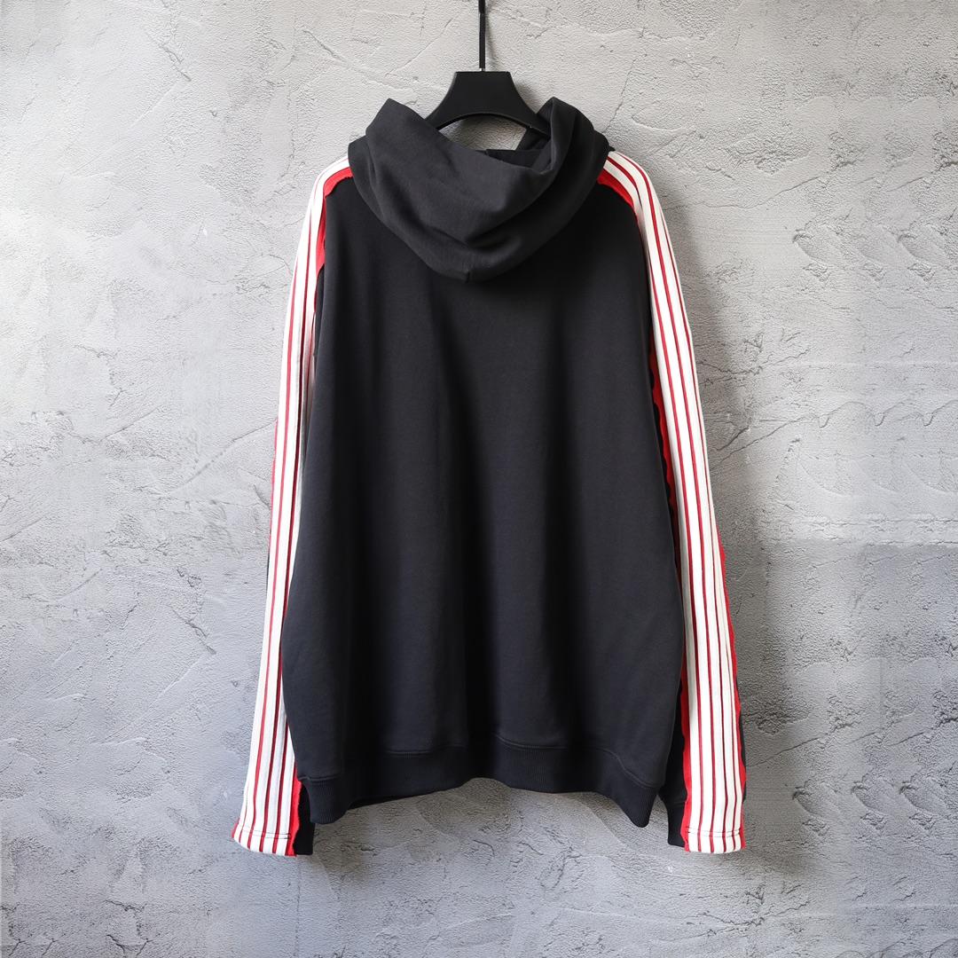 Balenciaga Unity Sports Icon Large Hoodie in faded black and white dry fleece - EUR FASHION