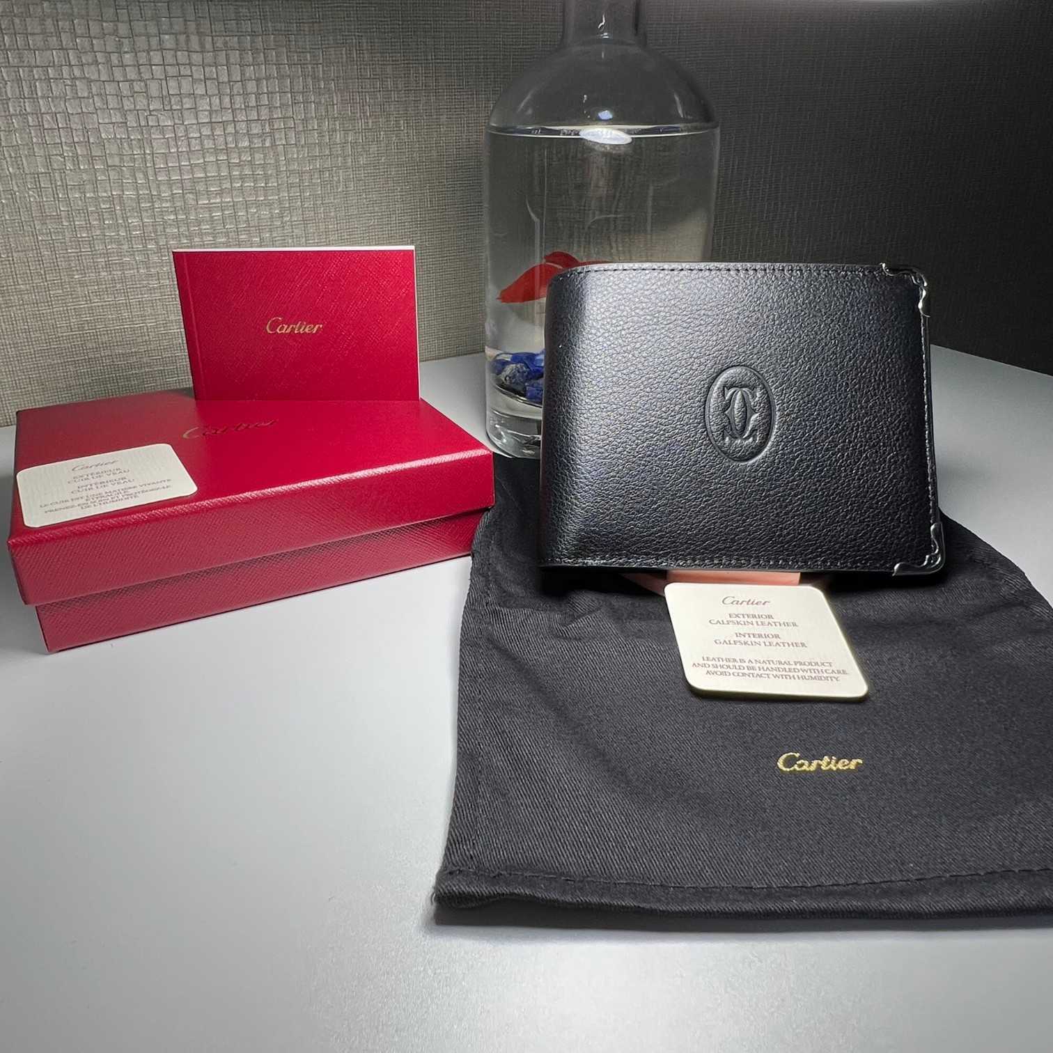 Cartier BlackRed Leather Double Logo Wallet  12*9.5cm - EUR FASHION