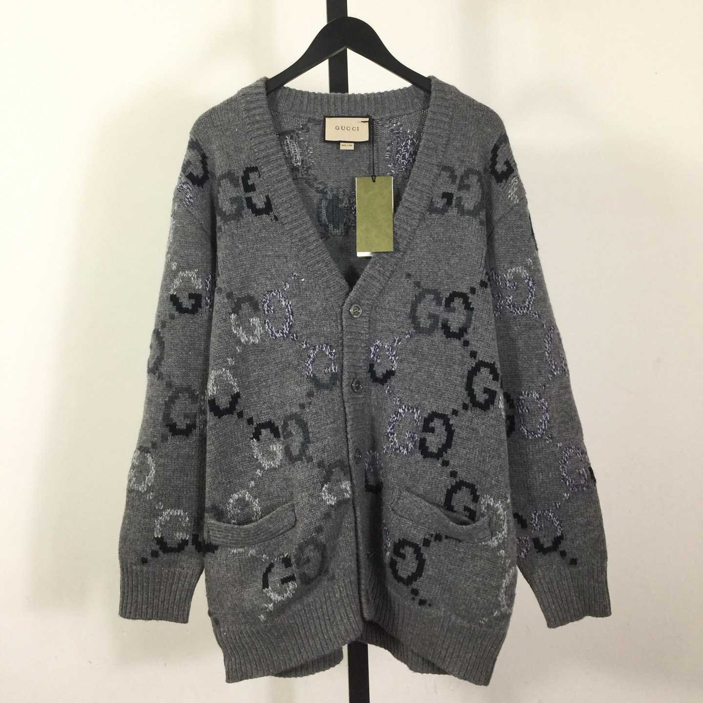 Gucci Wool Cardigan With GG Intarsia - EUR FASHION