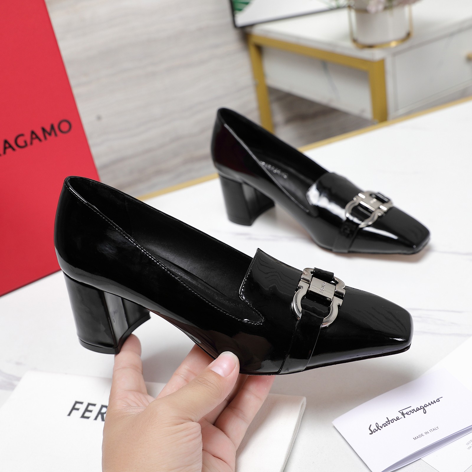 Ferragamo Black Leather Pump   6cm - EUR FASHION