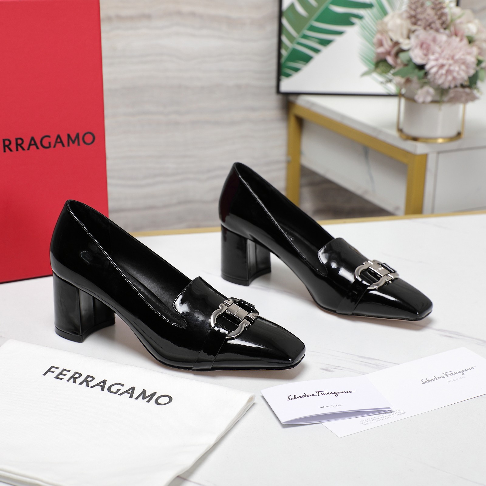 Ferragamo Black Leather Pump   6cm - EUR FASHION