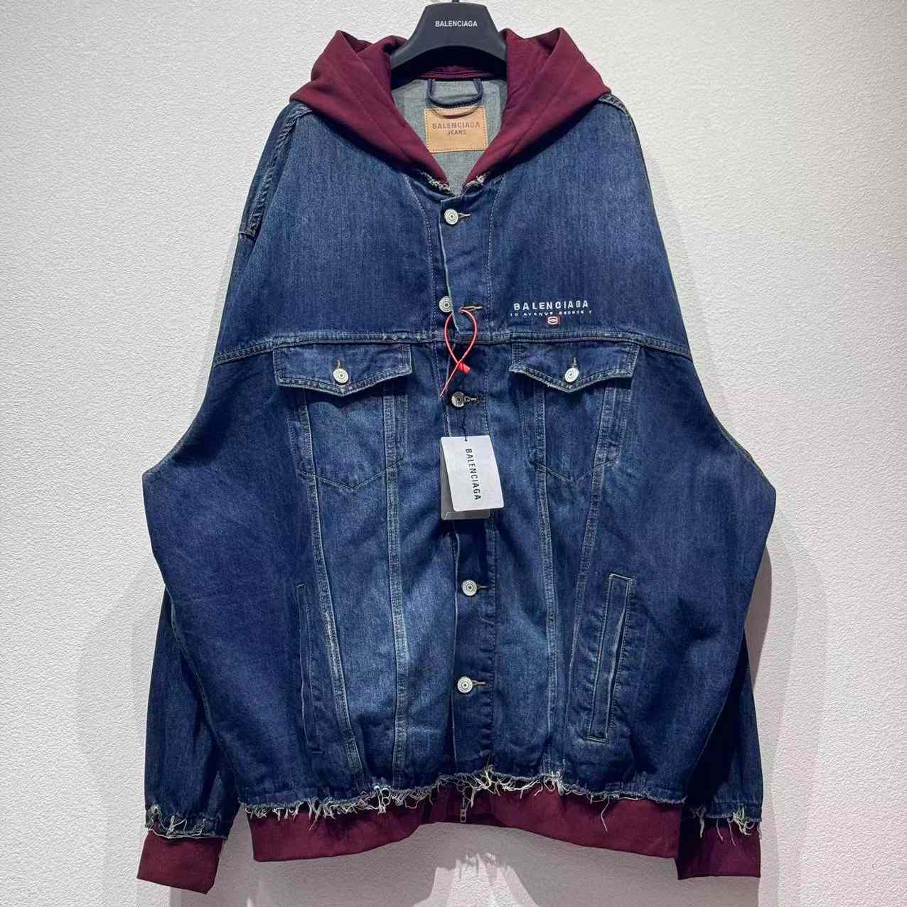 Balenciaga Patched Denim Jacket In Blue Denim And Dark Grey - EUR FASHION