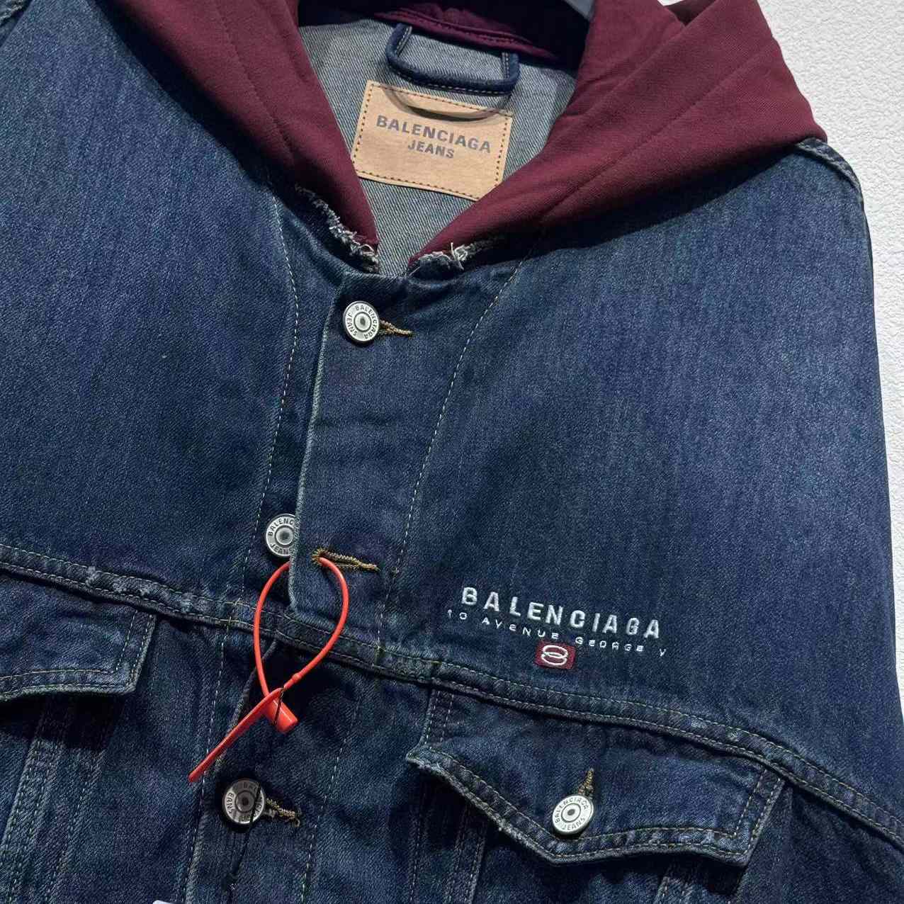 Balenciaga Patched Denim Jacket In Blue Denim And Dark Grey - EUR FASHION