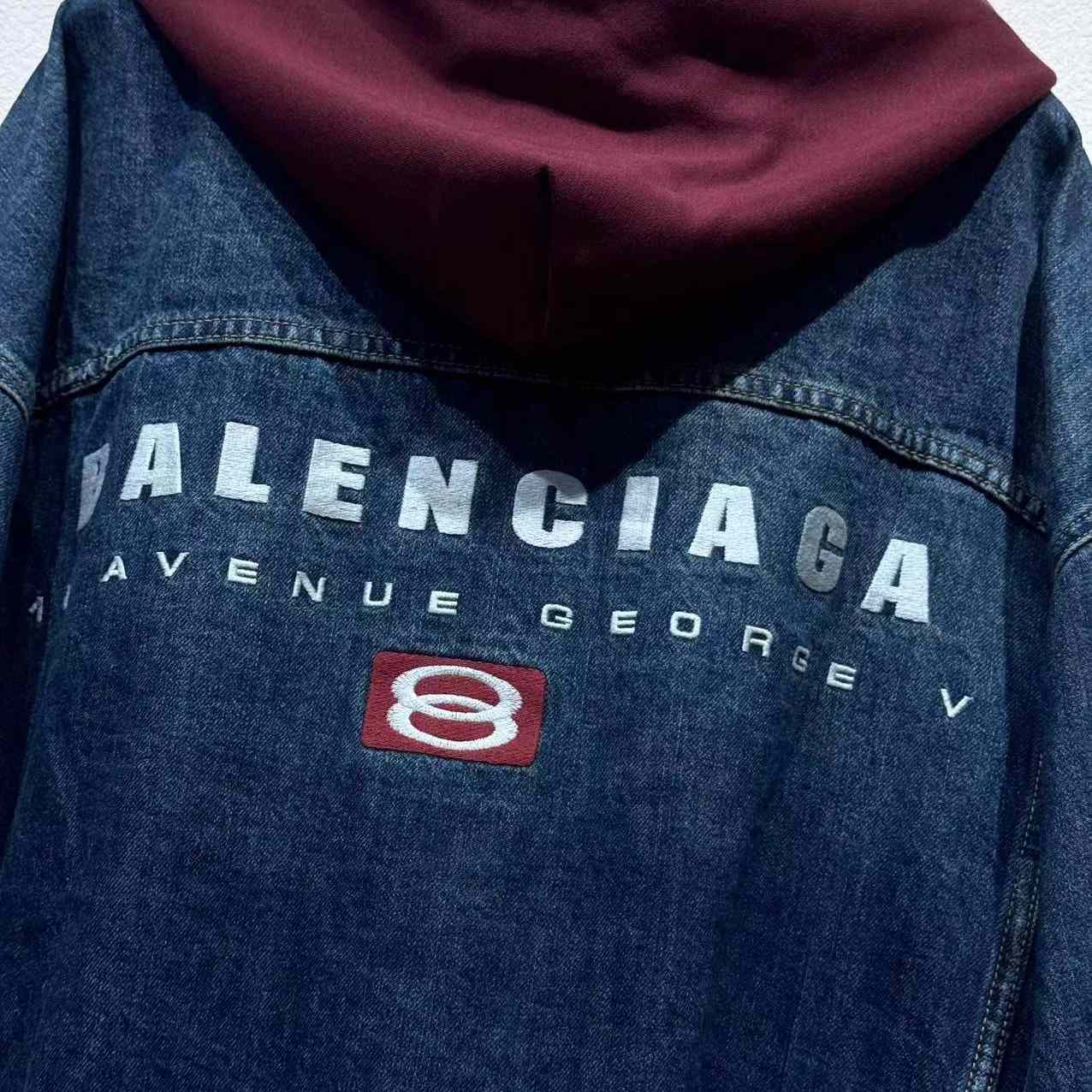 Balenciaga Patched Denim Jacket In Blue Denim And Dark Grey - EUR FASHION