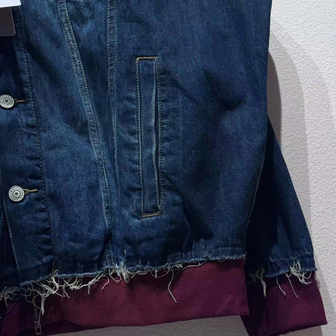 Balenciaga Patched Denim Jacket In Blue Denim And Dark Grey - EUR FASHION