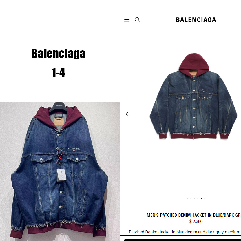 Balenciaga Patched Denim Jacket In Blue Denim And Dark Grey - EUR FASHION
