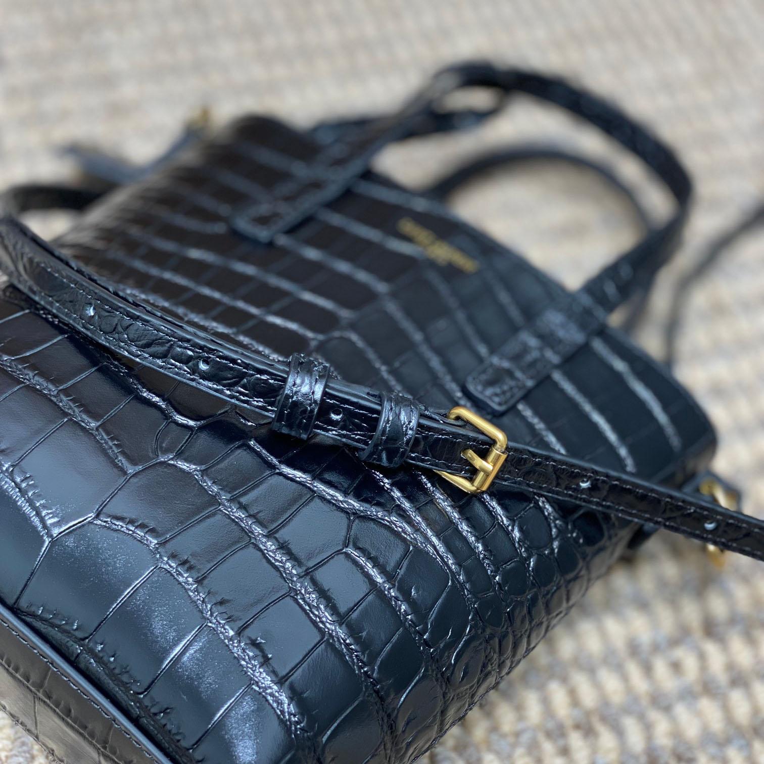 Saint Laurent Mini Toy Shopping Saint Laurent In Crocodile -  Embossed Leather - EUR FASHION