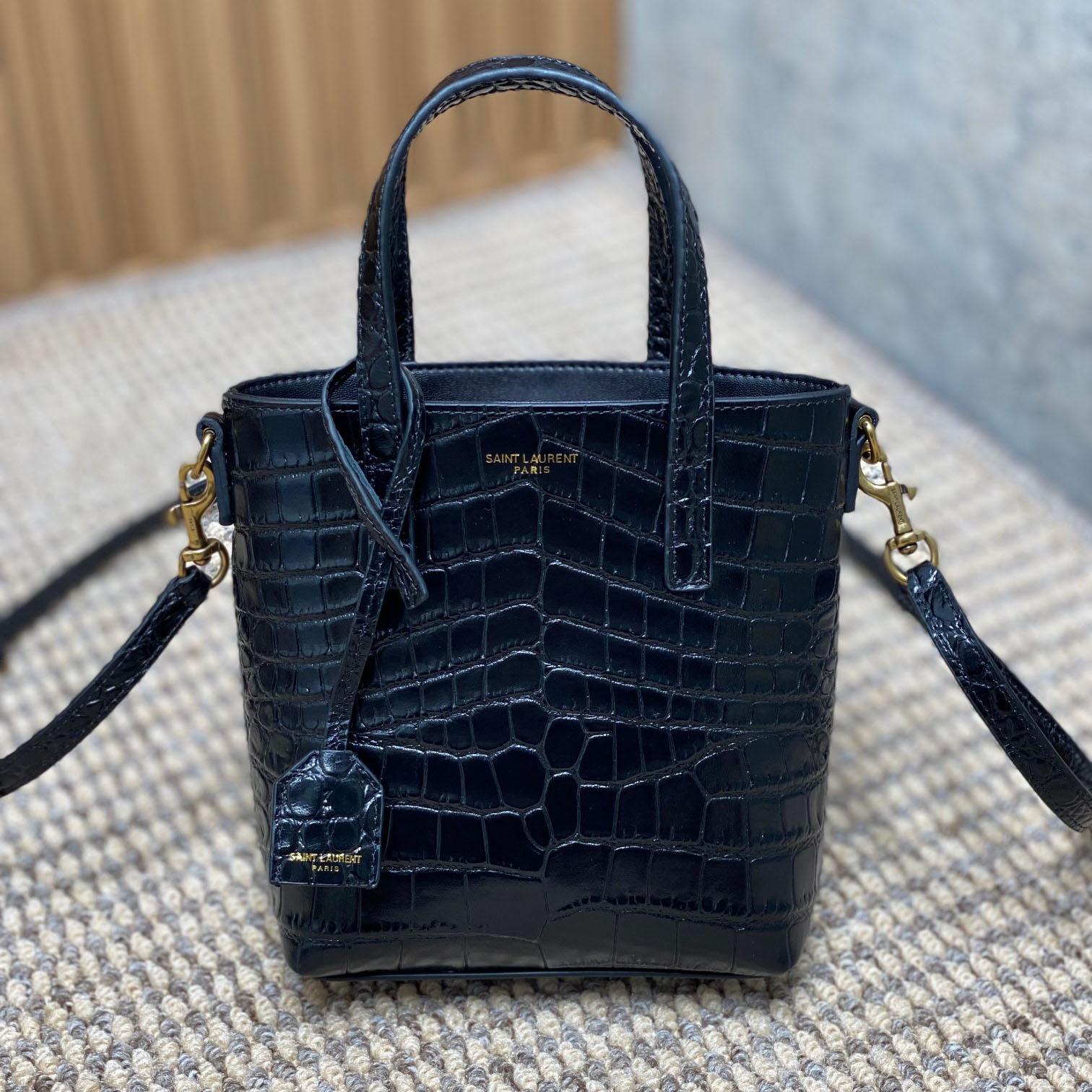 Saint Laurent Mini Toy Shopping Saint Laurent In Crocodile -  Embossed Leather - EUR FASHION