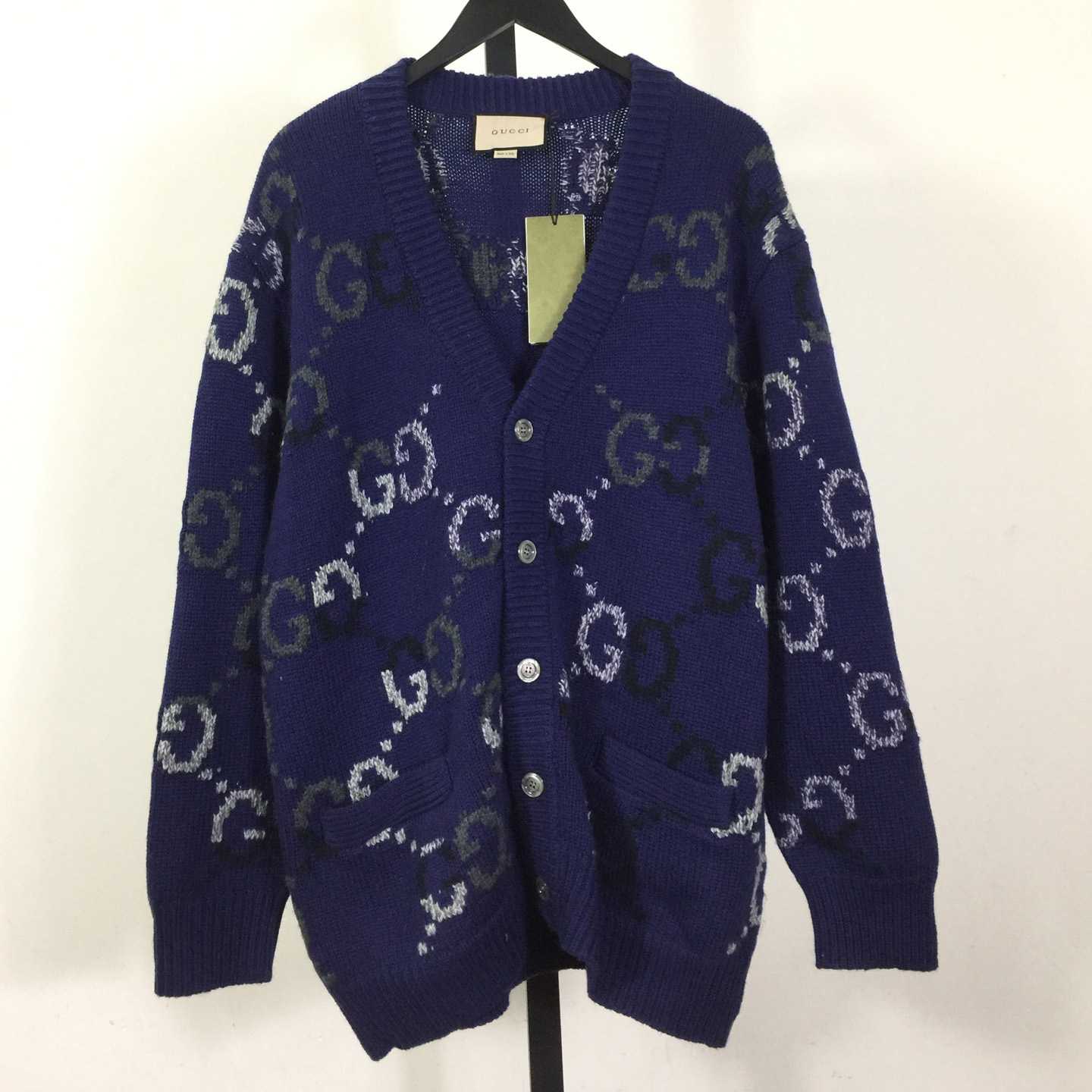 Gucci Wool Cardigan With GG Intarsia - EUR FASHION