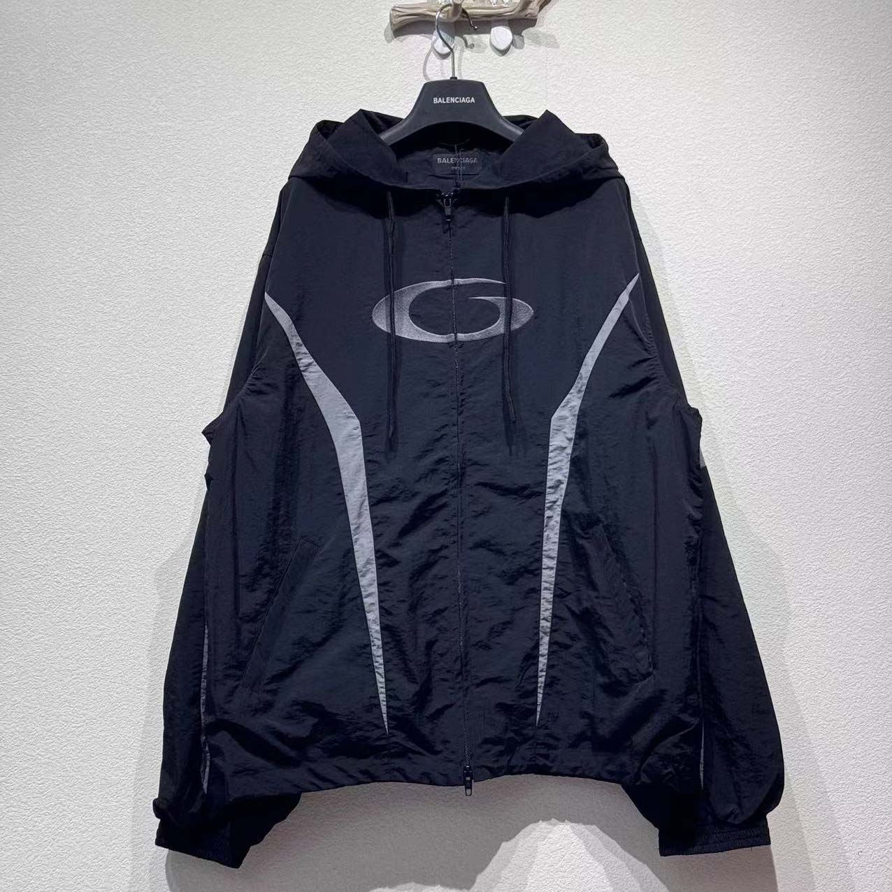 Balenciaga Loop Sports Icon Large Tracksuit Jacket 'Black/Elephant Grey' - EUR FASHION