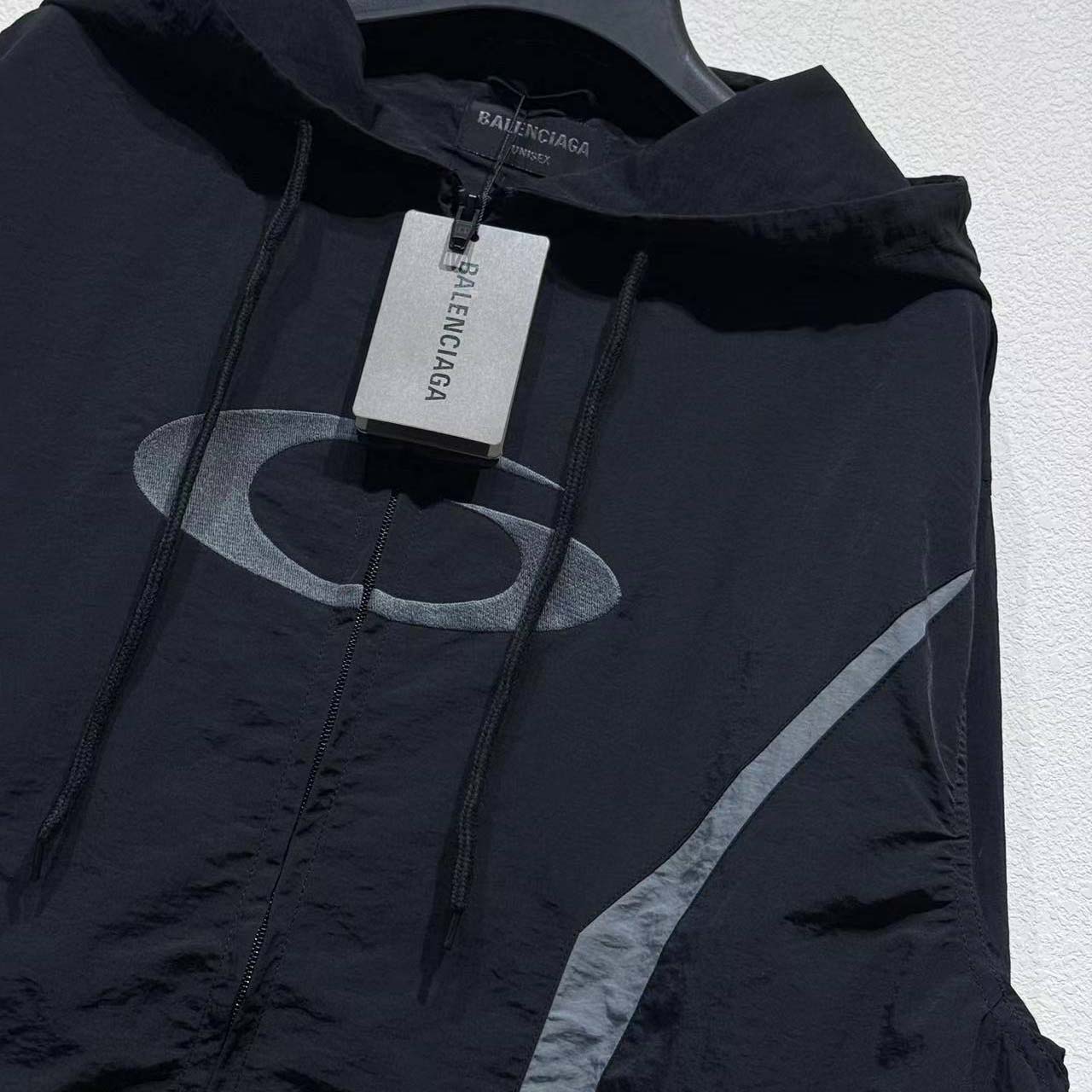 Balenciaga Loop Sports Icon Large Tracksuit Jacket 'Black/Elephant Grey' - EUR FASHION