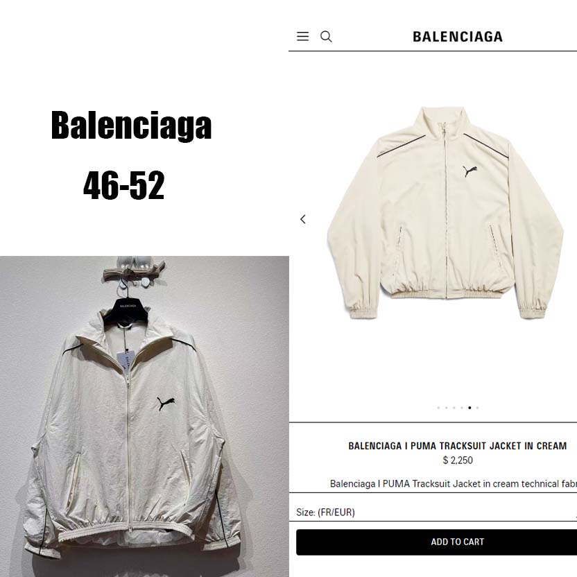 Balenciaga I PUMA Tracksuit Jacket In Cream Technical Fabric - EUR FASHION
