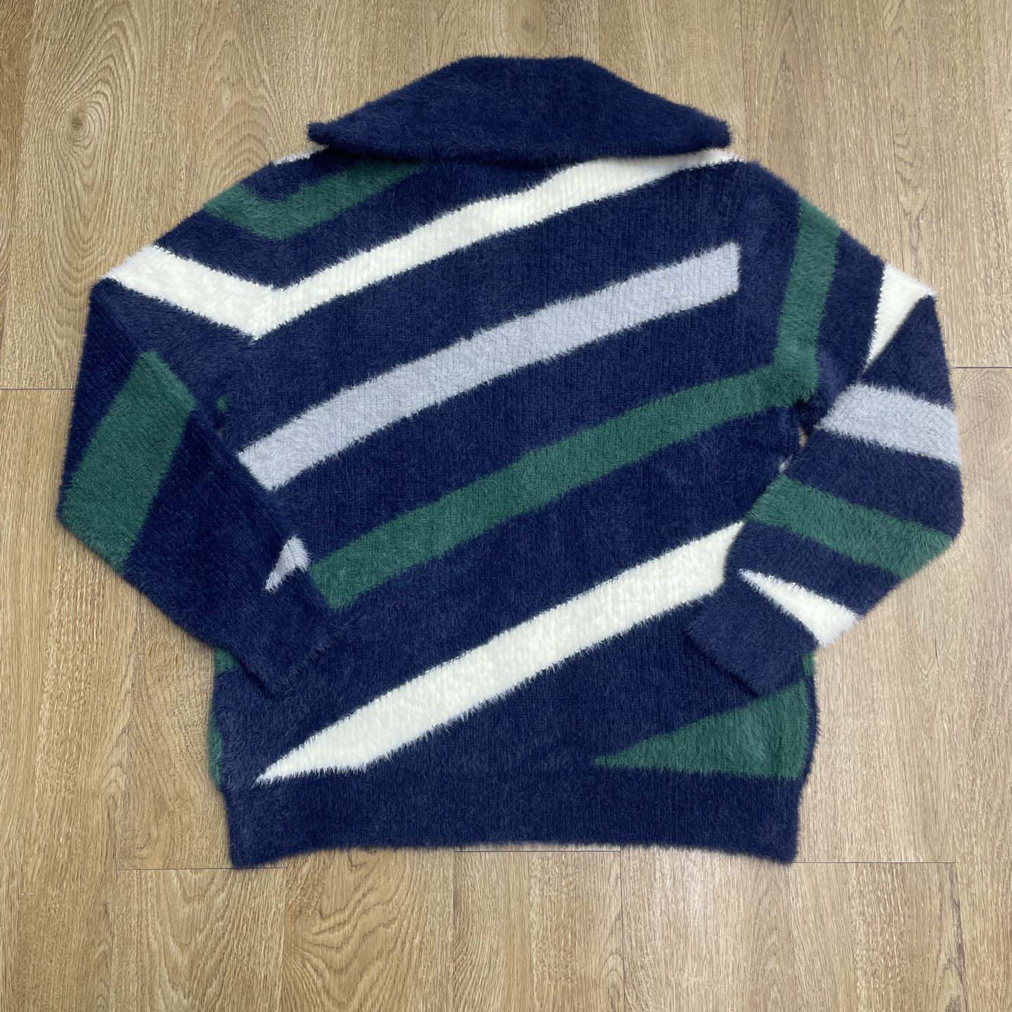 Casablanca Striped Fluffy Zip Up Jumper     D0106 - EUR FASHION