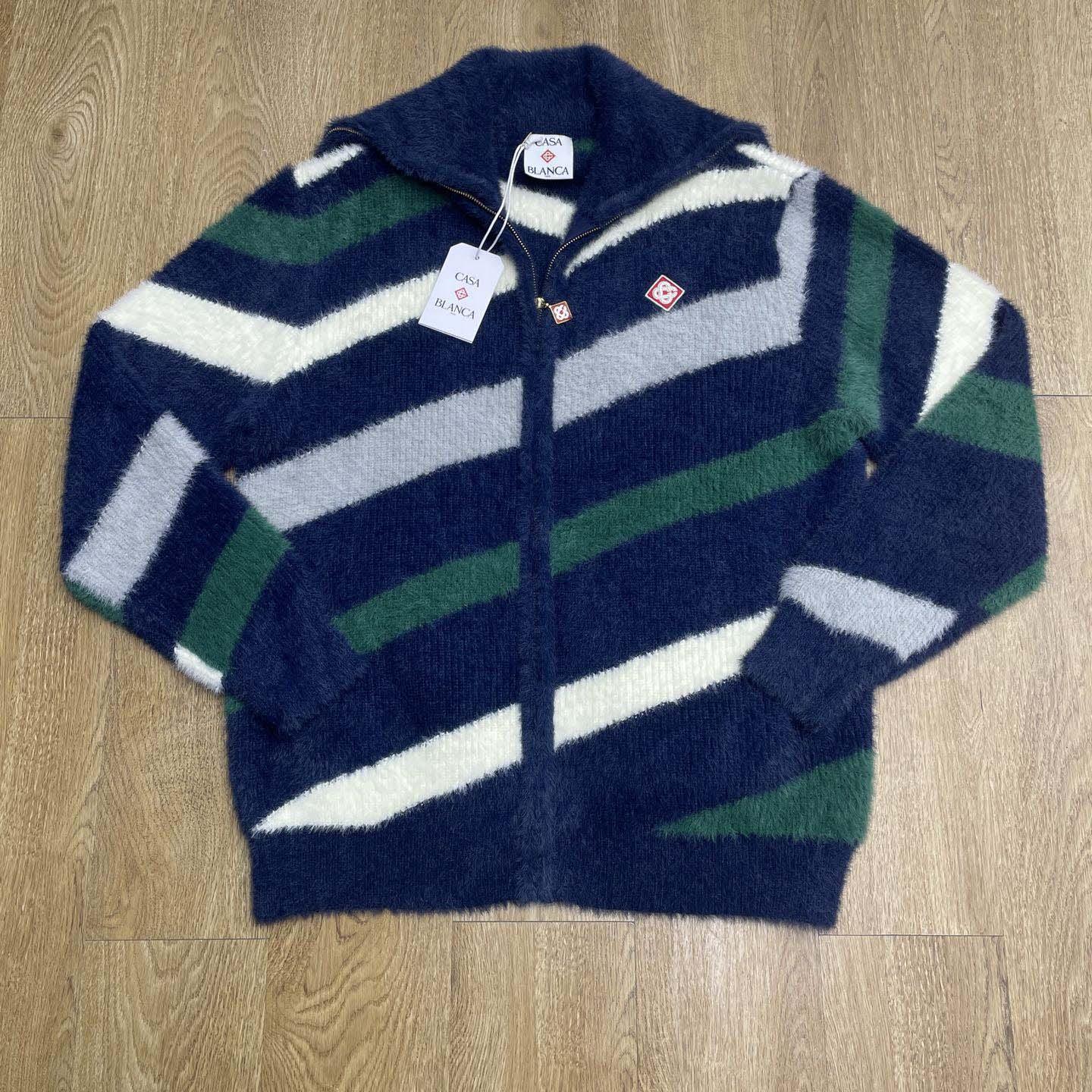 Casablanca Striped Fluffy Zip Up Jumper     D0106 - EUR FASHION