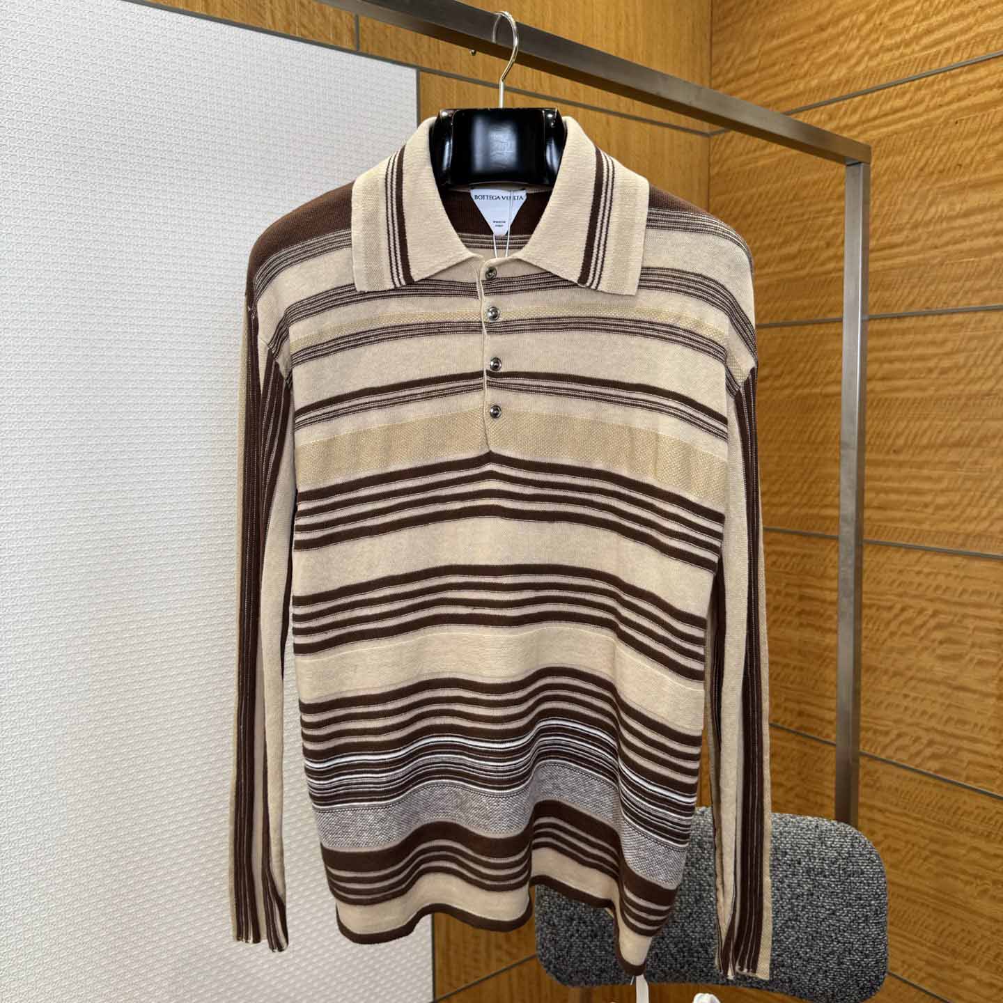 Bottega Veneta Men's Striped Linen-Blend Polo Shirt - EUR FASHION
