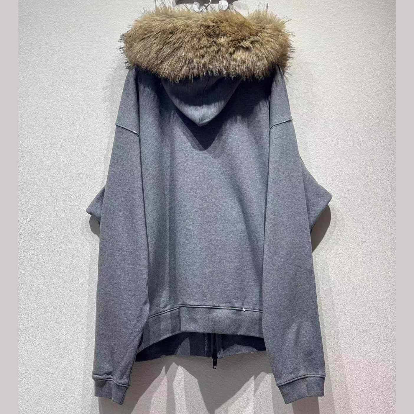 Balenciaga Luxury Script Oversized Zip-Up Hoodie In Dark Heather Grey - EUR FASHION