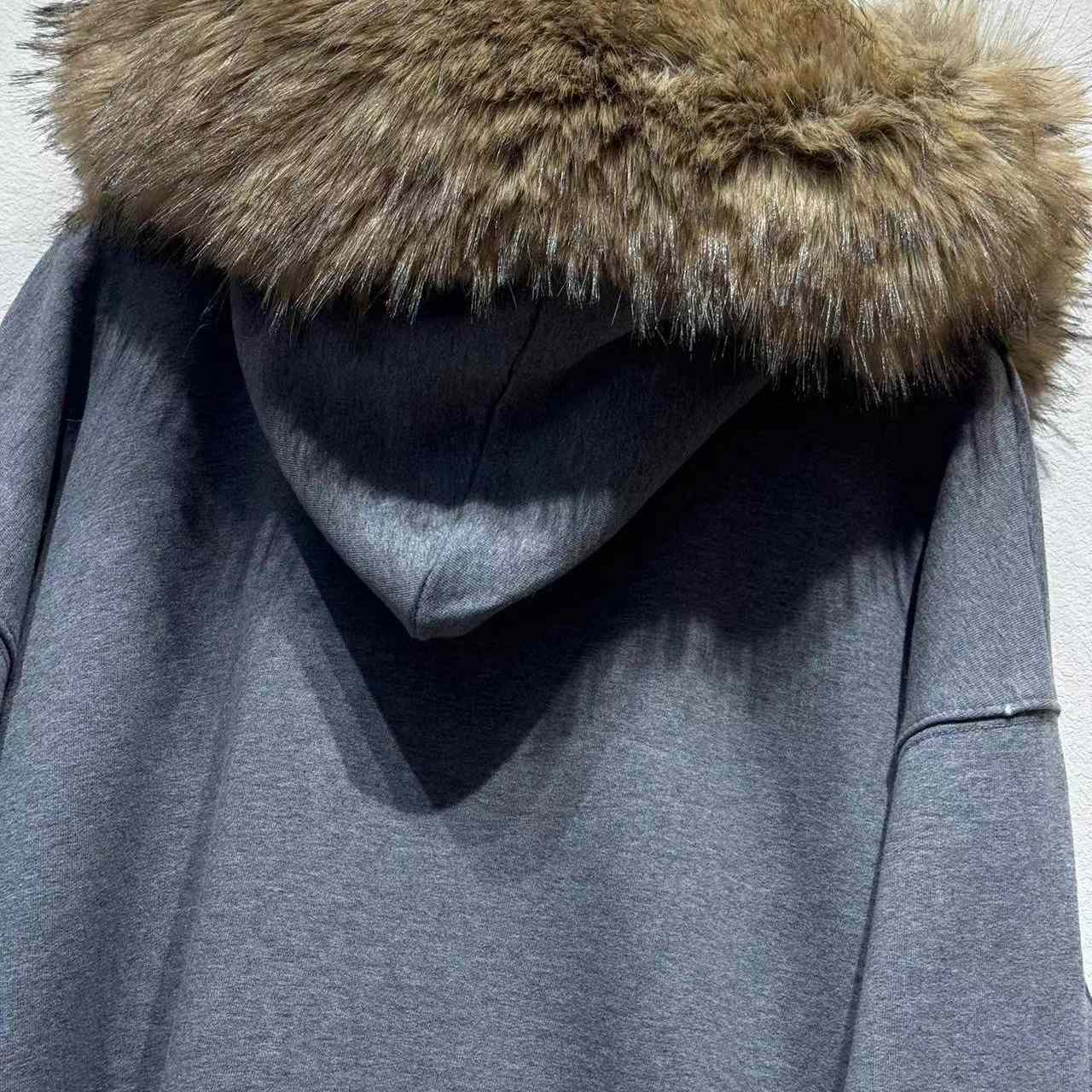 Balenciaga Luxury Script Oversized Zip-Up Hoodie In Dark Heather Grey - EUR FASHION