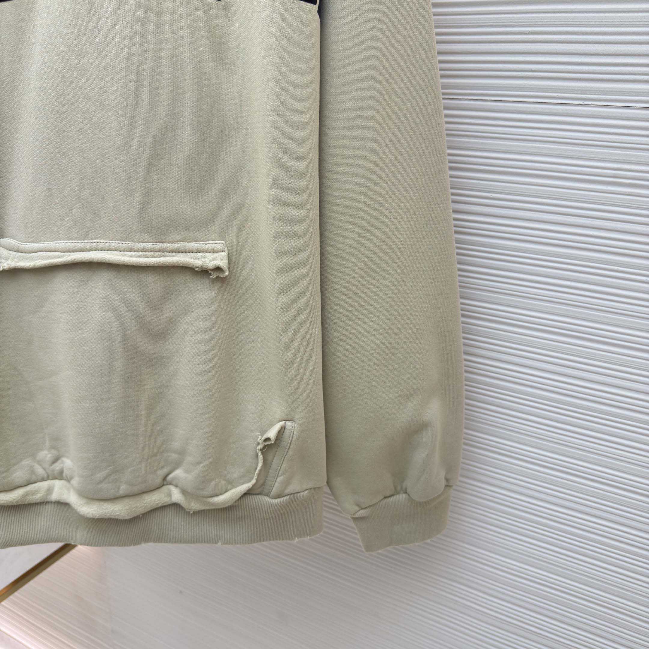 Balenciaga Tape Type Ripped Hoodie In Beige Dry leece - EUR FASHION