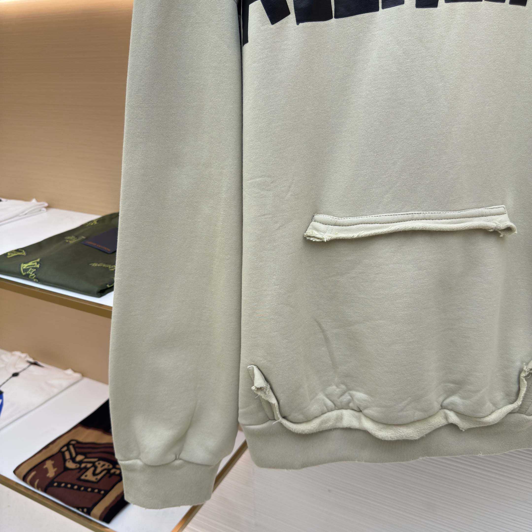 Balenciaga Tape Type Ripped Hoodie In Beige Dry leece - EUR FASHION