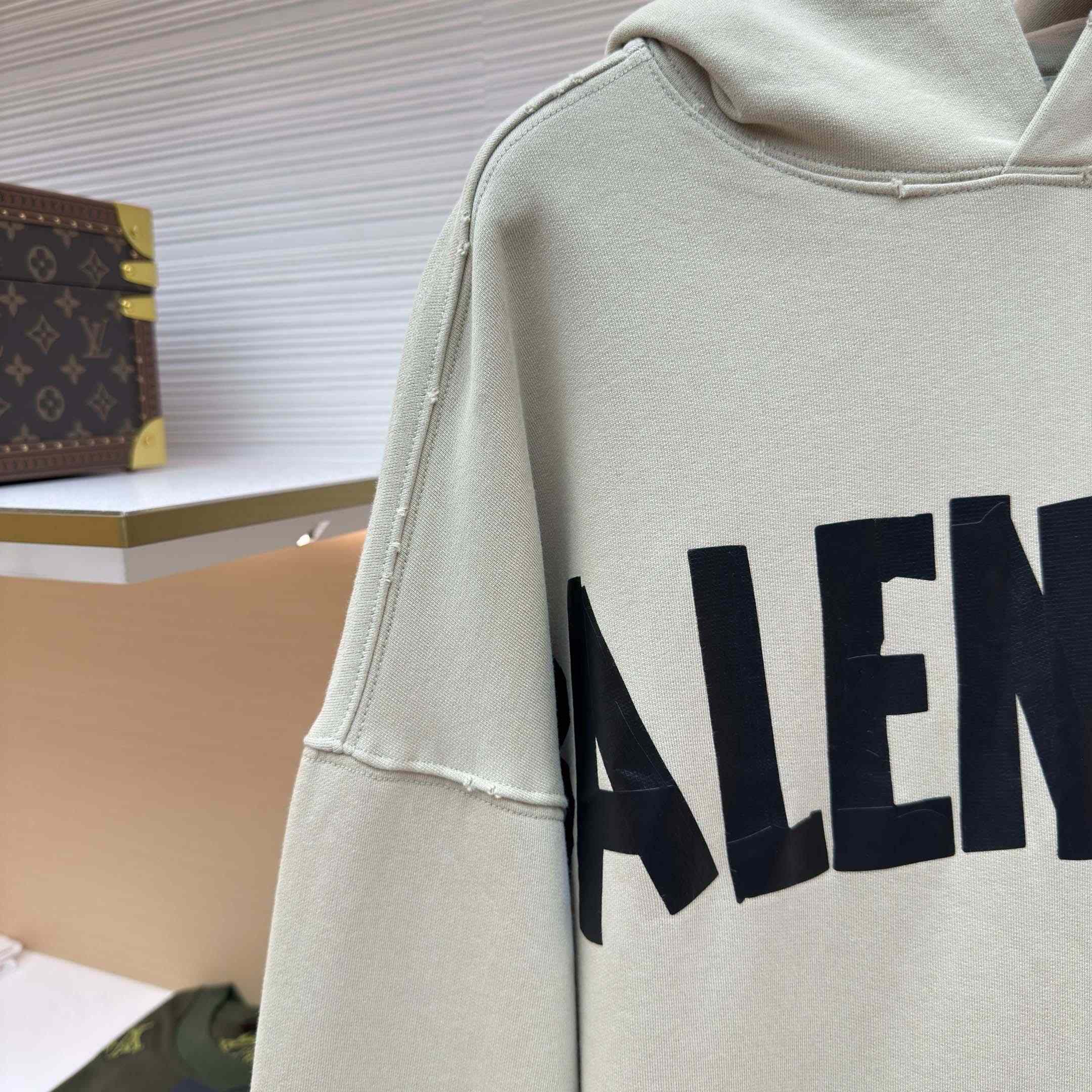 Balenciaga Tape Type Ripped Hoodie In Beige Dry leece - EUR FASHION