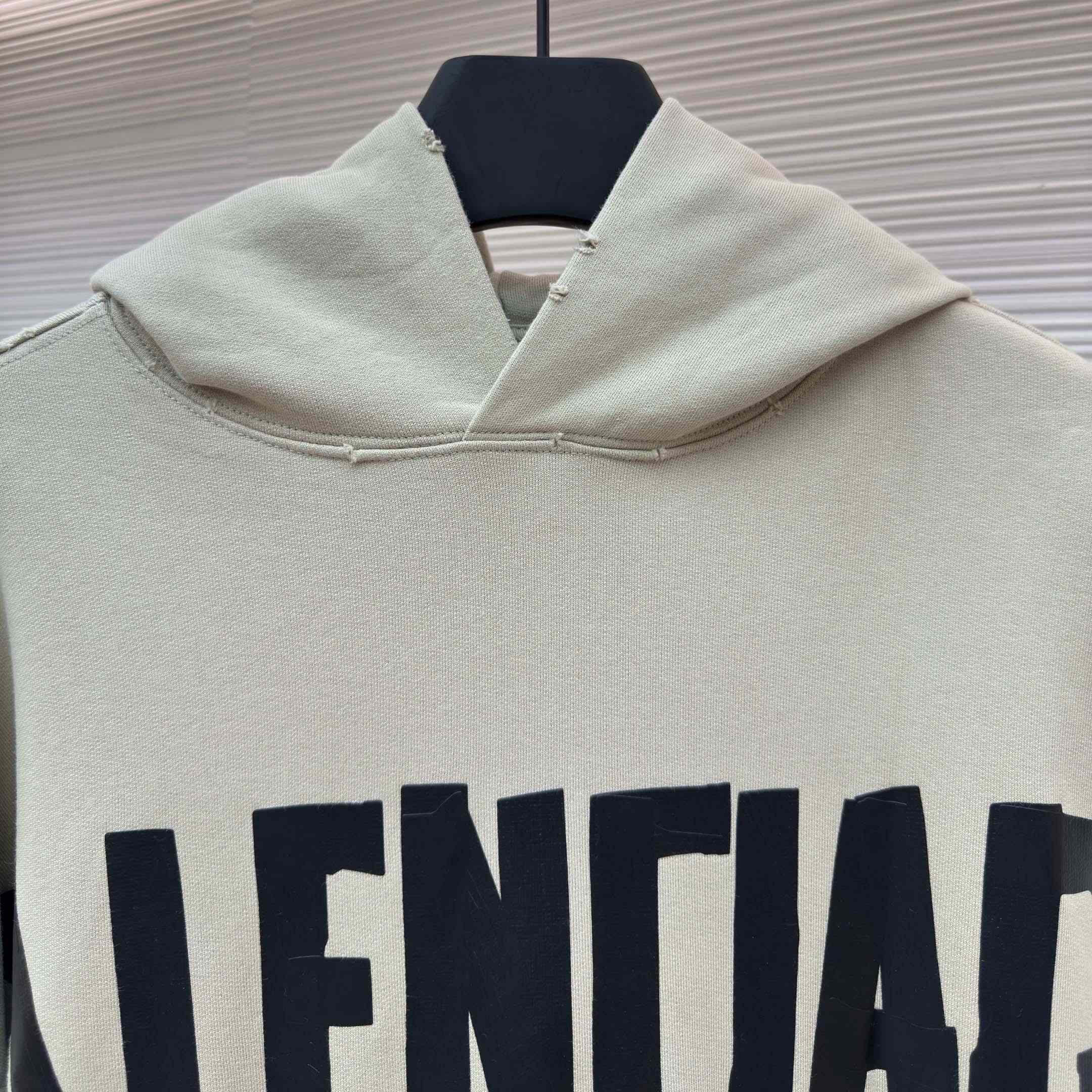 Balenciaga Tape Type Ripped Hoodie In Beige Dry leece - EUR FASHION