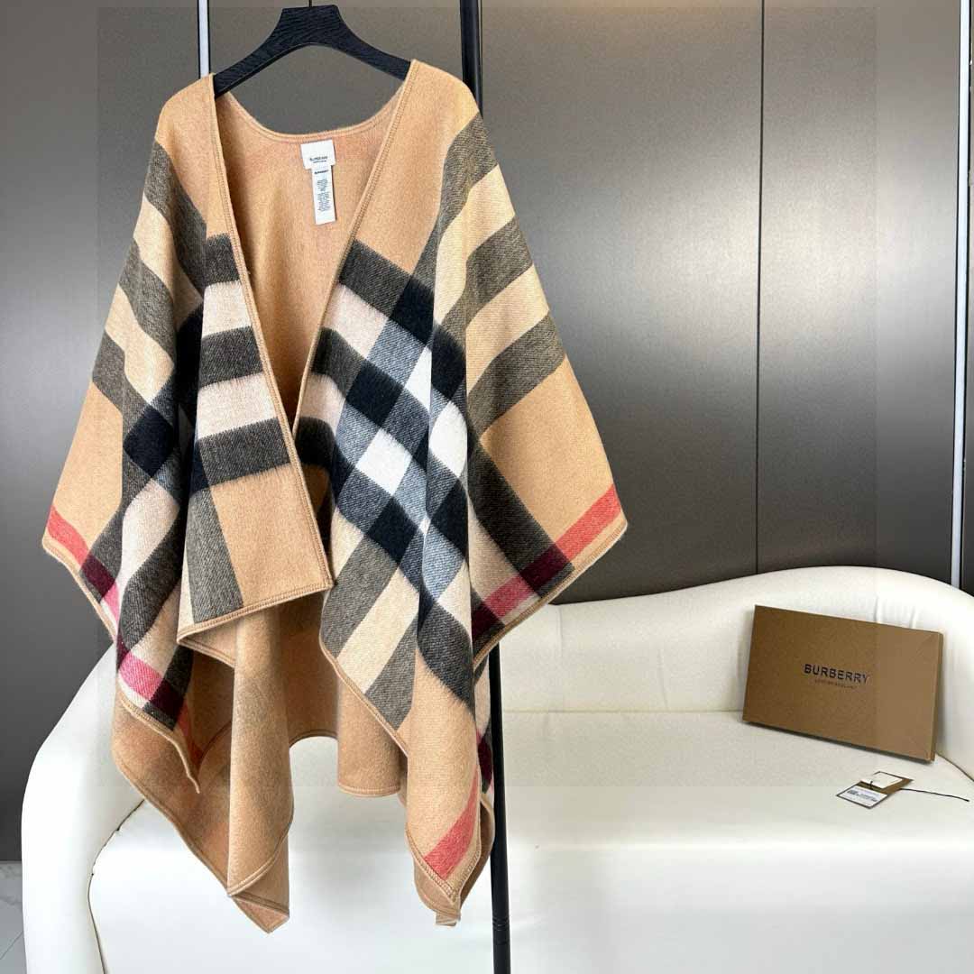 Burberry Reversible Monogram Wool Cashmere Jacquard Cape - EUR FASHION
