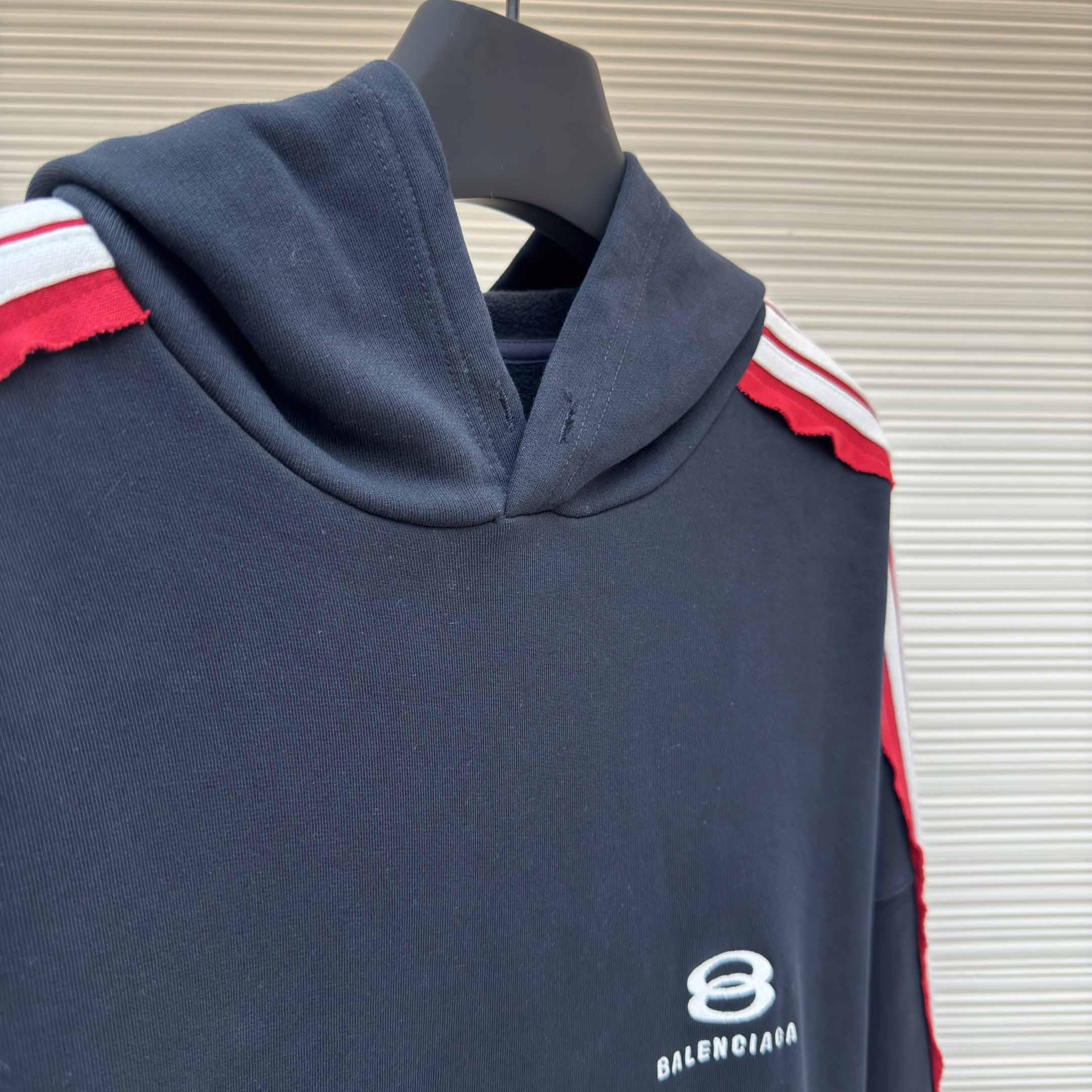 Balenciaga Unity Sports Icon Large Hoodie in faded black and white dry fleece - EUR FASHION