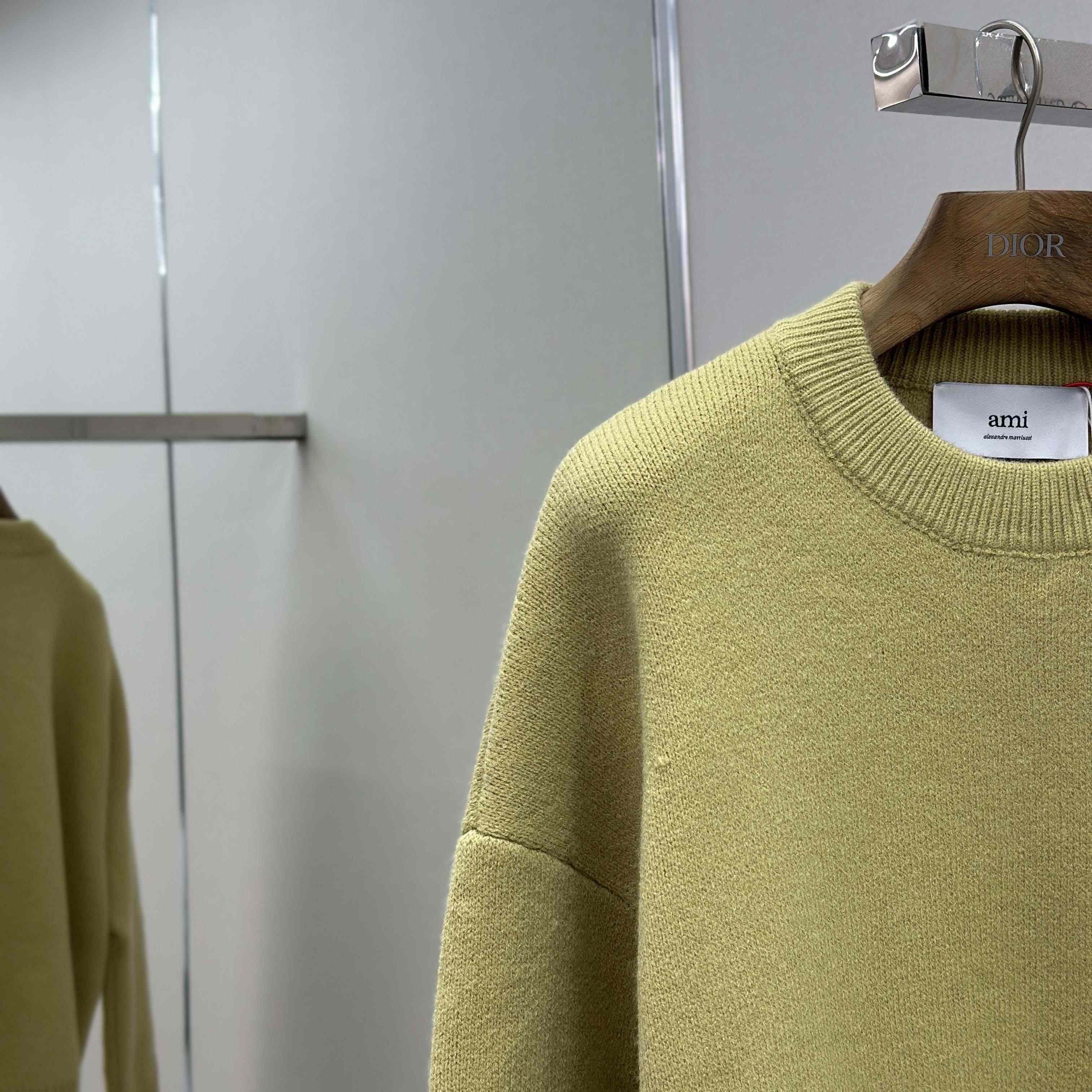 AMI Paris Yellow Alpaca Ami De Coeur Crewneck Sweater - EUR FASHION