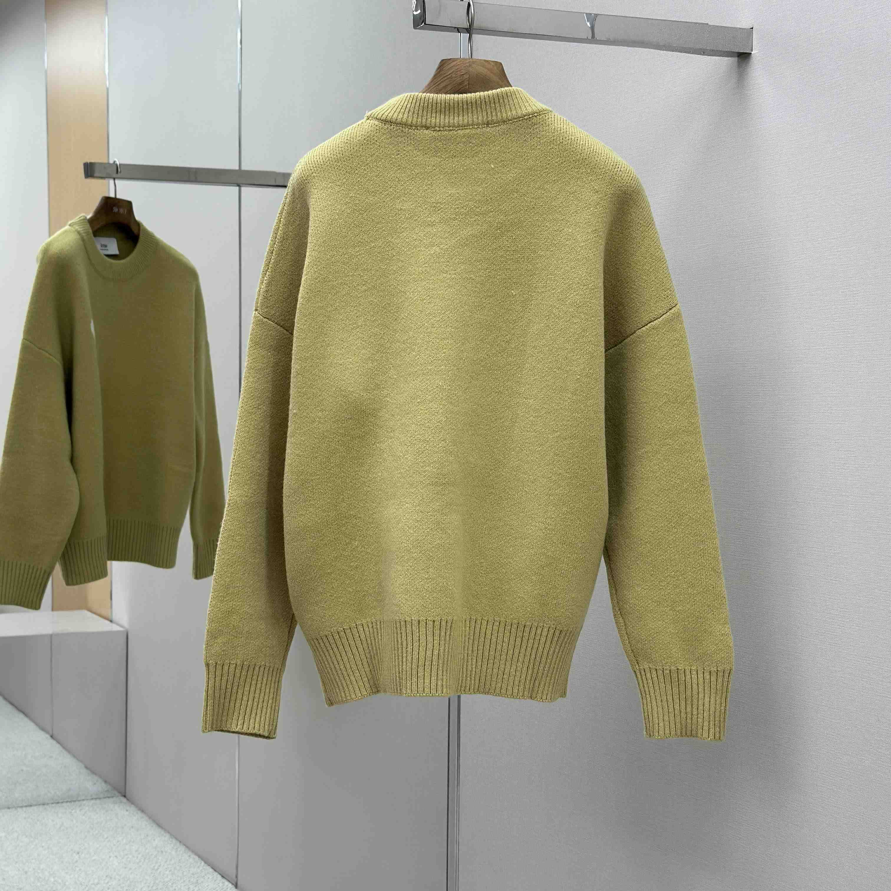 AMI Paris Yellow Alpaca Ami De Coeur Crewneck Sweater - EUR FASHION