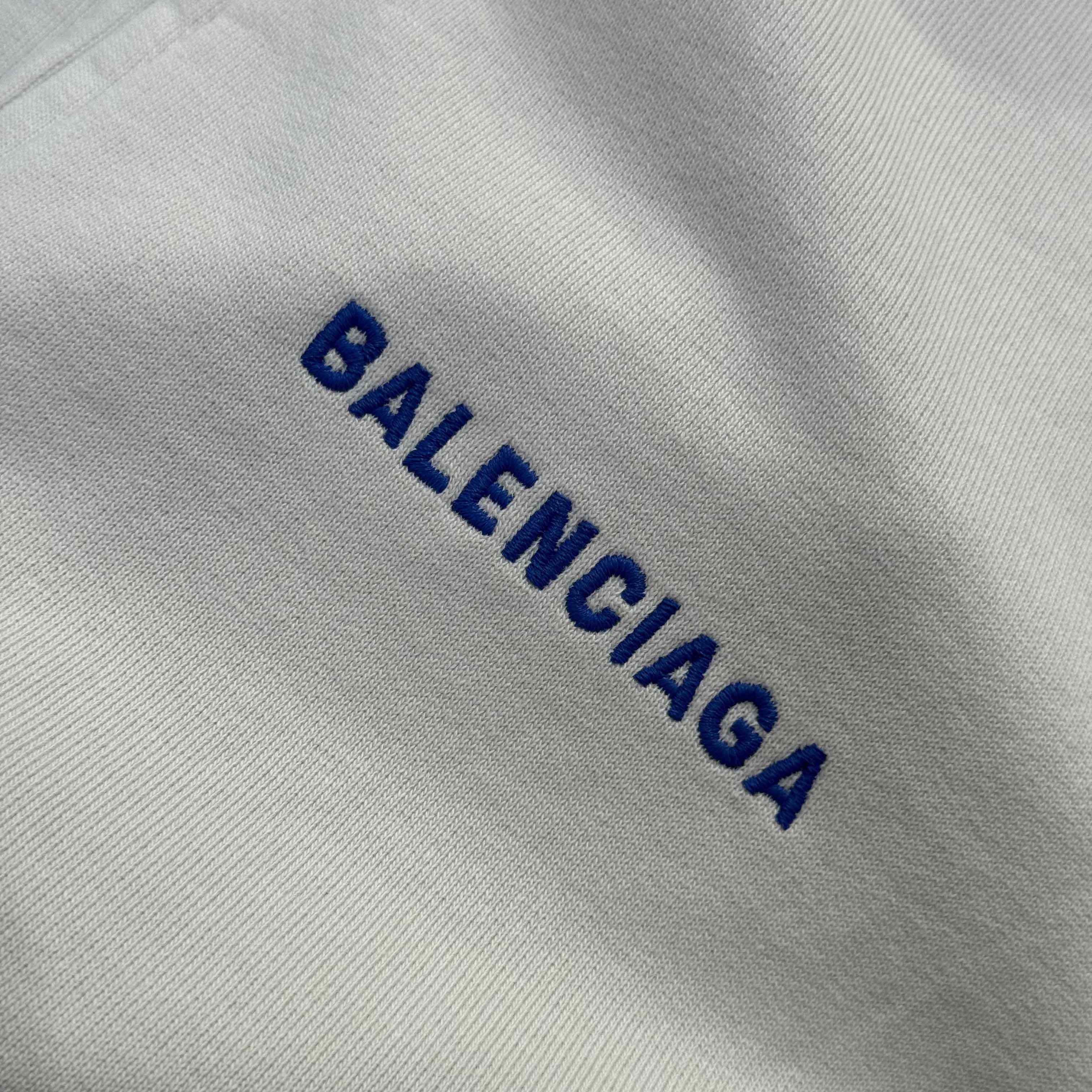 Balenciaga Back Zip-Up Hoodie Regular Fit In Dirty White And Blue Dry Fleece - EUR FASHION