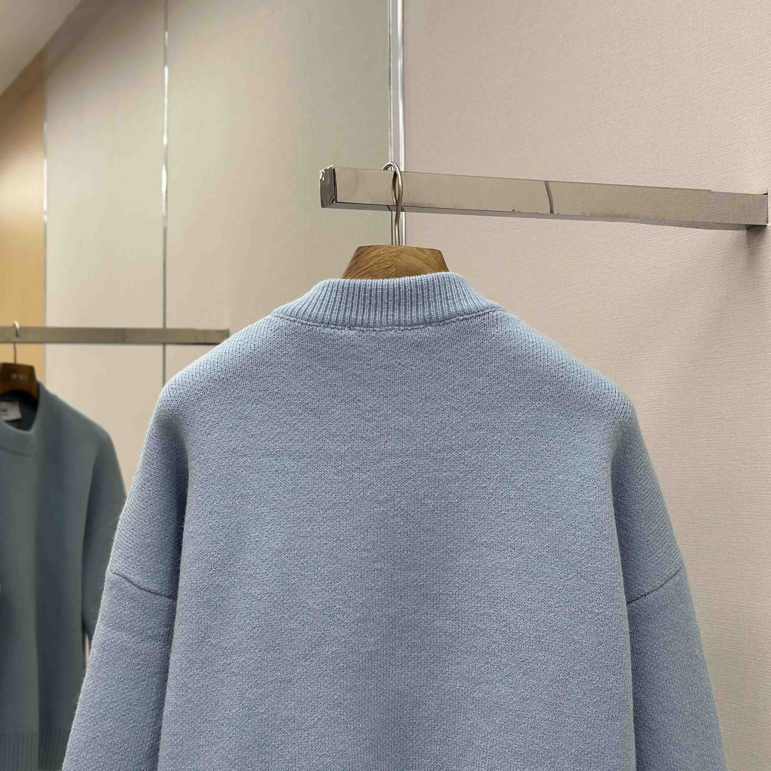 AMI Paris Blue Alpaca Ami De Coeur Crewneck Sweater  - EUR FASHION