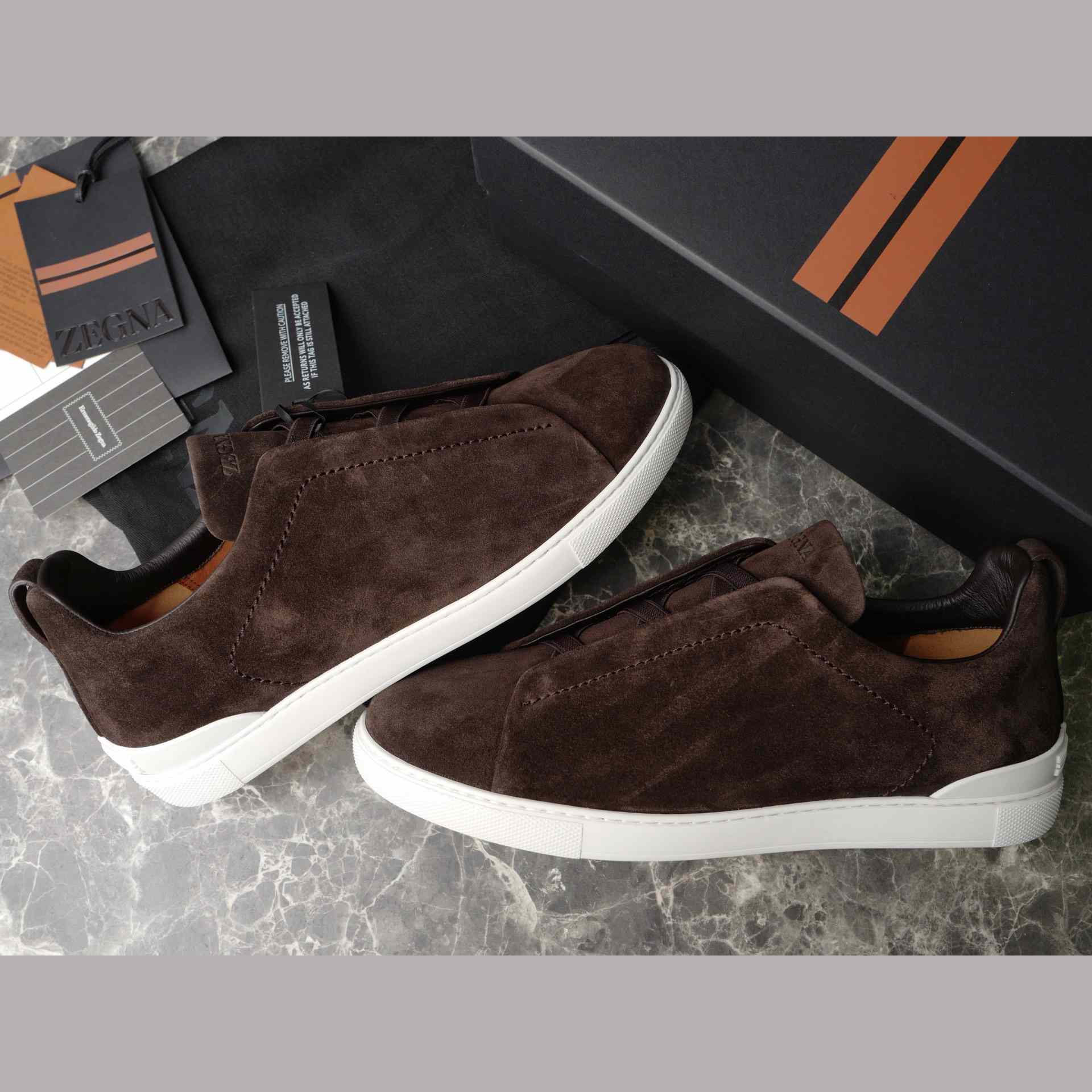 Zegna Utility Blue suede Triple Stitch™ Sneakers - EUR FASHION