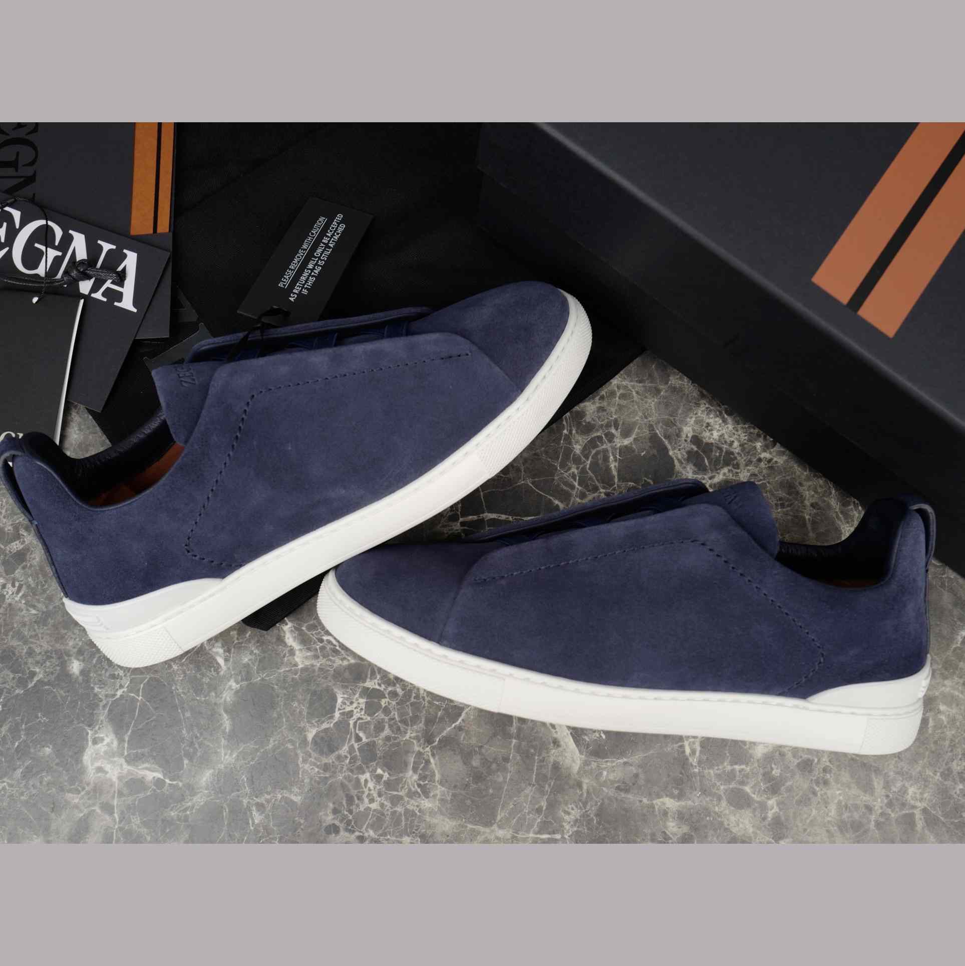 Zegna Utility Blue suede Triple Stitch™ Sneakers - EUR FASHION