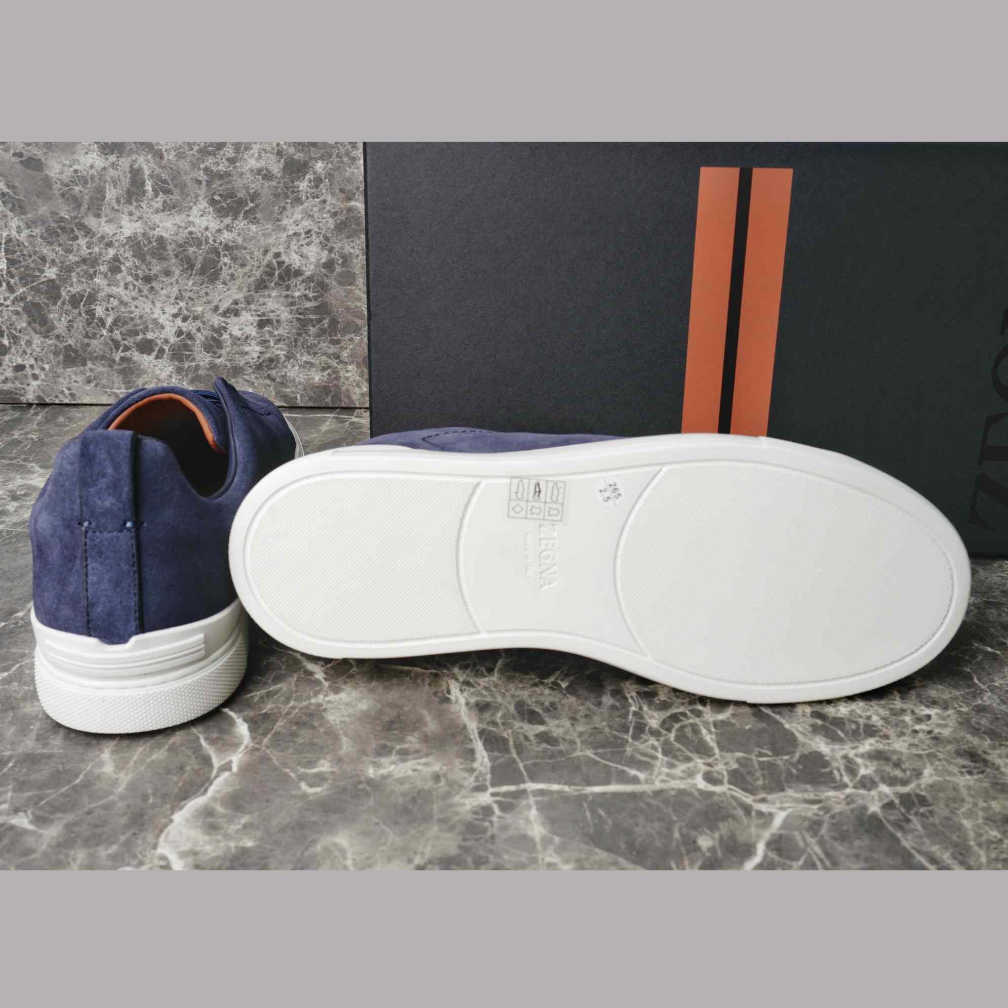 Zegna Utility Blue suede Triple Stitch™ Sneakers - EUR FASHION