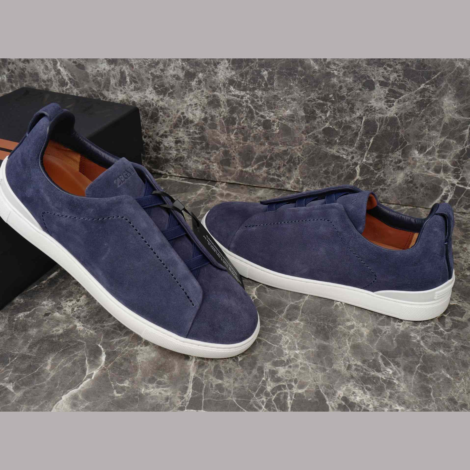 Zegna Utility Blue suede Triple Stitch™ Sneakers - EUR FASHION