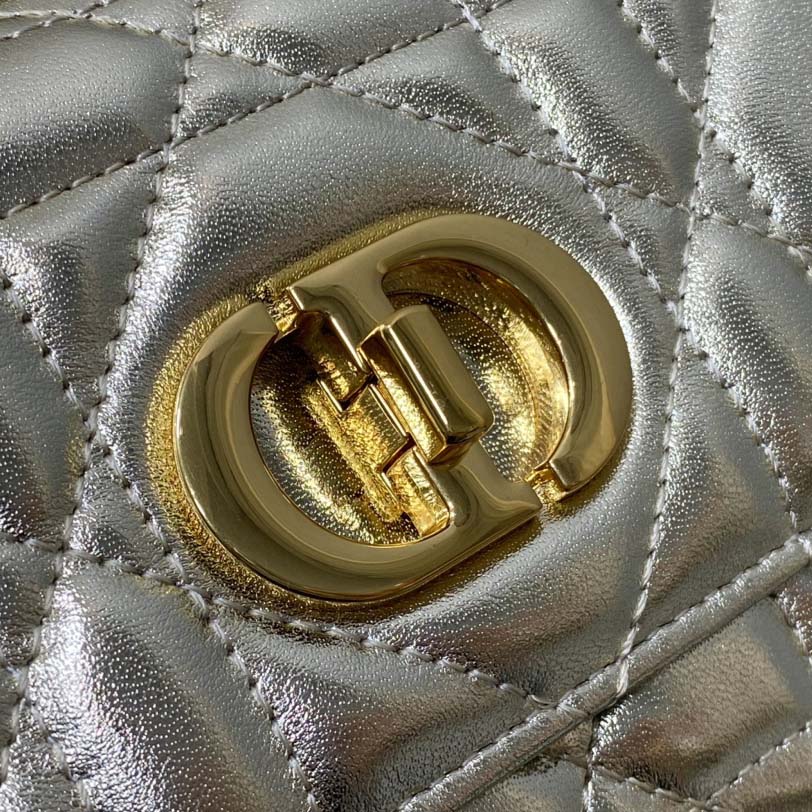 Dior Miss Caro Top Handle Pouch Metallic Pale Gold-Tone Macrocannage Calfskin  - EUR FASHION