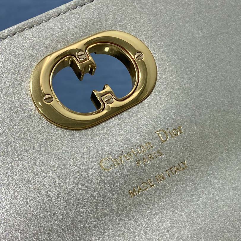 Dior Miss Caro Top Handle Pouch Metallic Pale Gold-Tone Macrocannage Calfskin  - EUR FASHION
