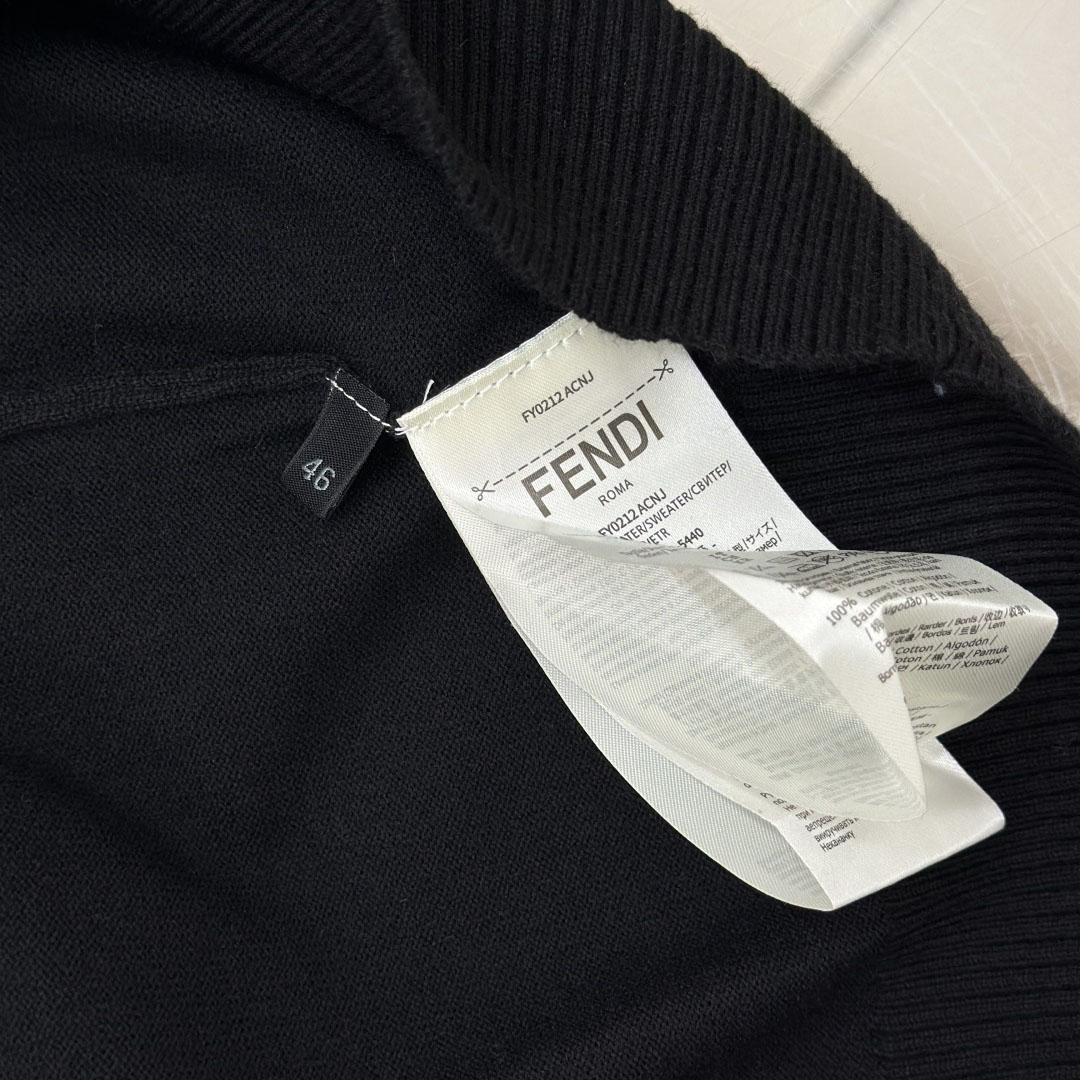 Fendi Black Wool Polo Shirt - EUR FASHION