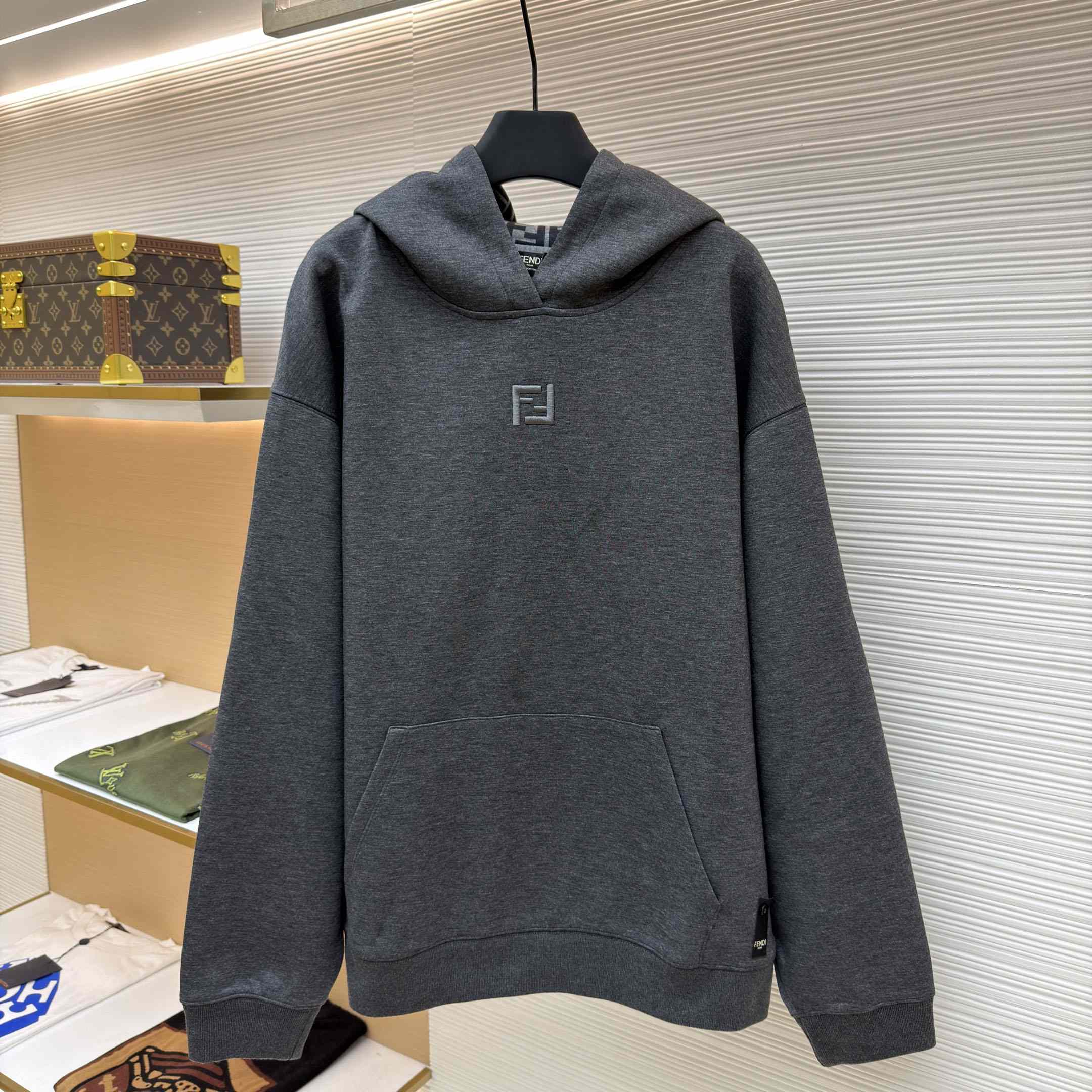 Fendi Dark Gray Cotton Sweatshirt - EUR FASHION
