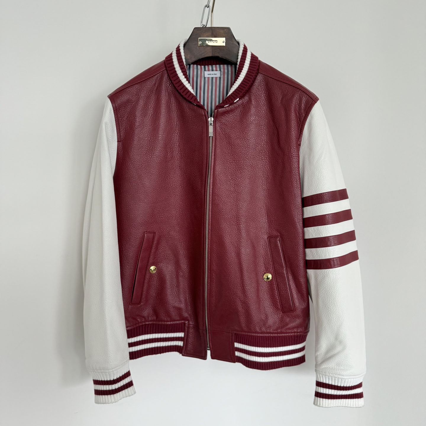 Thom Browne 4-bar Leather Bomber Jacket - EUR FASHION
