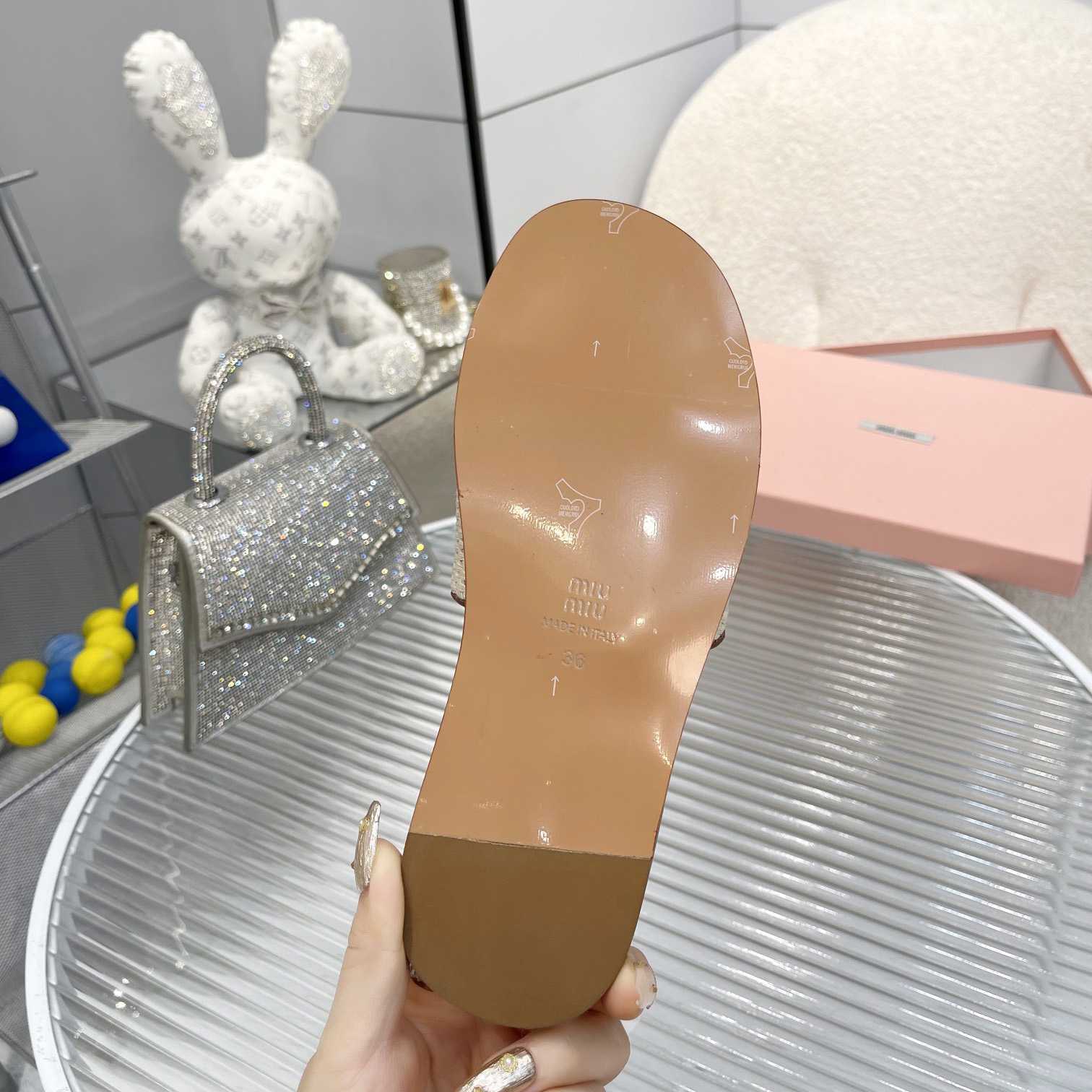 Miu Miu Logo-patch Raffia Slides - EUR FASHION