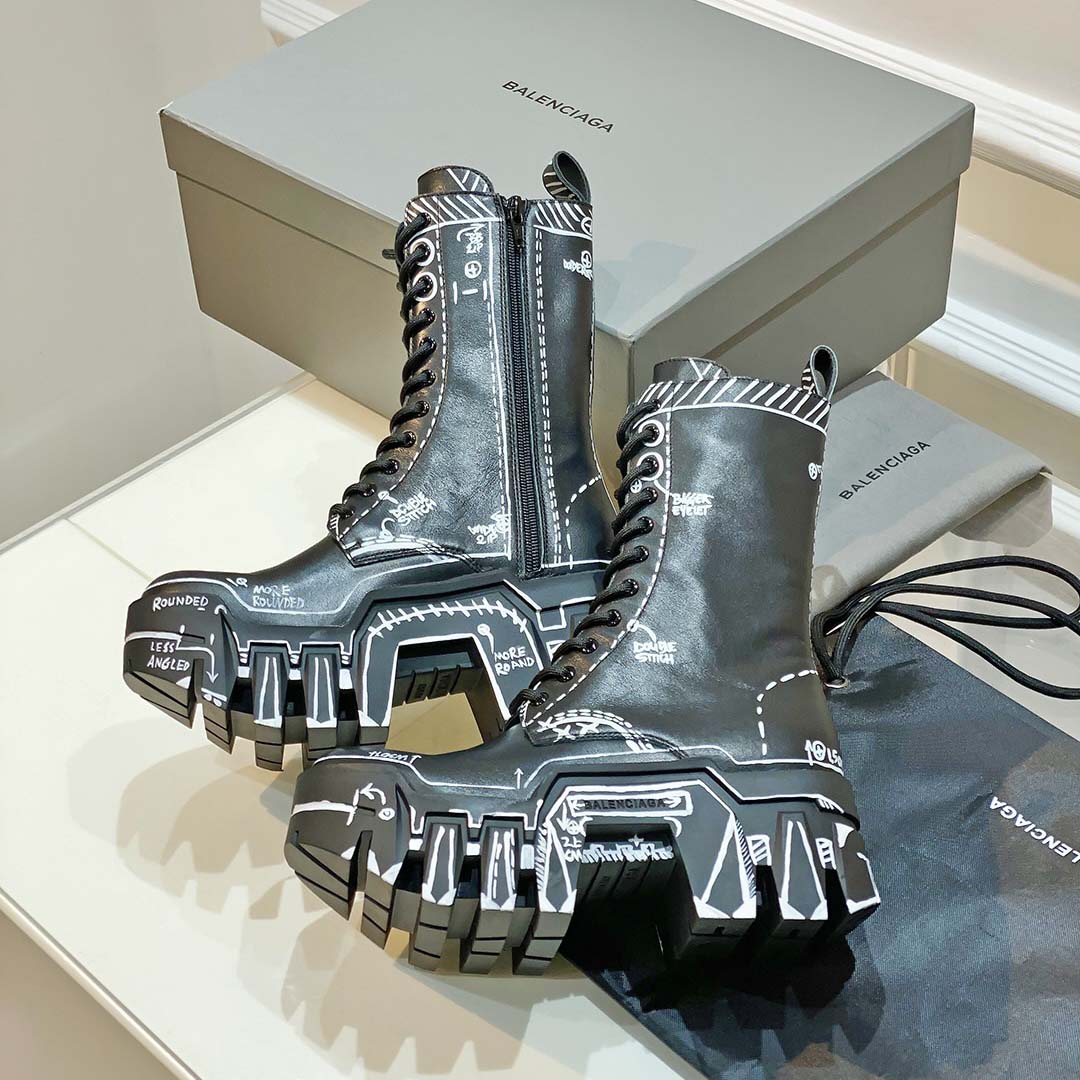 Balenciaga Bulldozer Lace-Up Boot In Black  - EUR FASHION